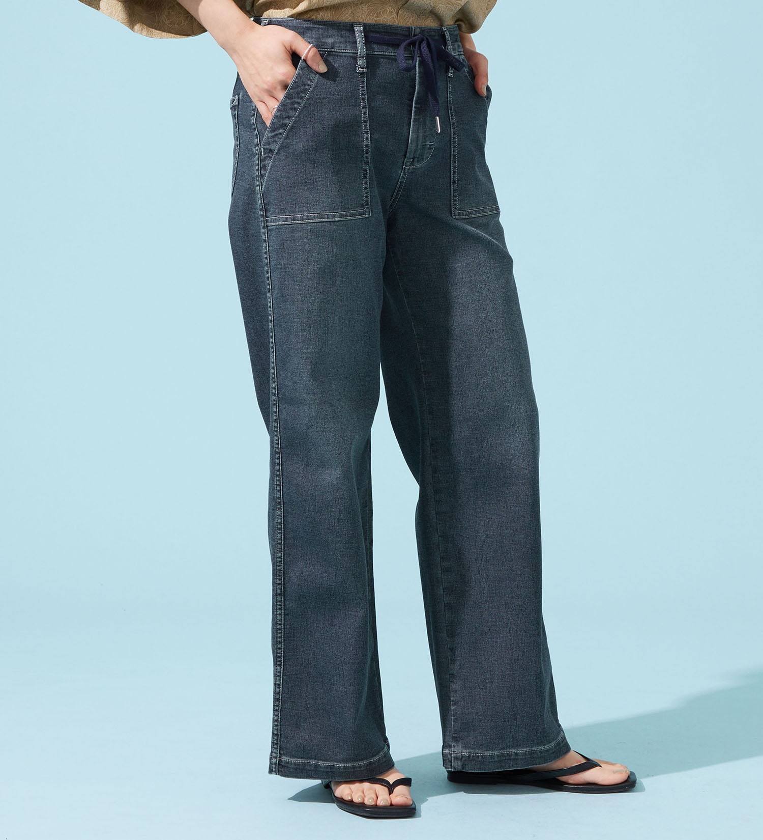 EDWIN(エドウイン)の【予約P】EDWIN LADIES ジャージーズ COOLイージーベイカーワイドデニムパンツ【涼】|パンツ/デニム / ジーンズパンツ/レディース|濃色ブルー