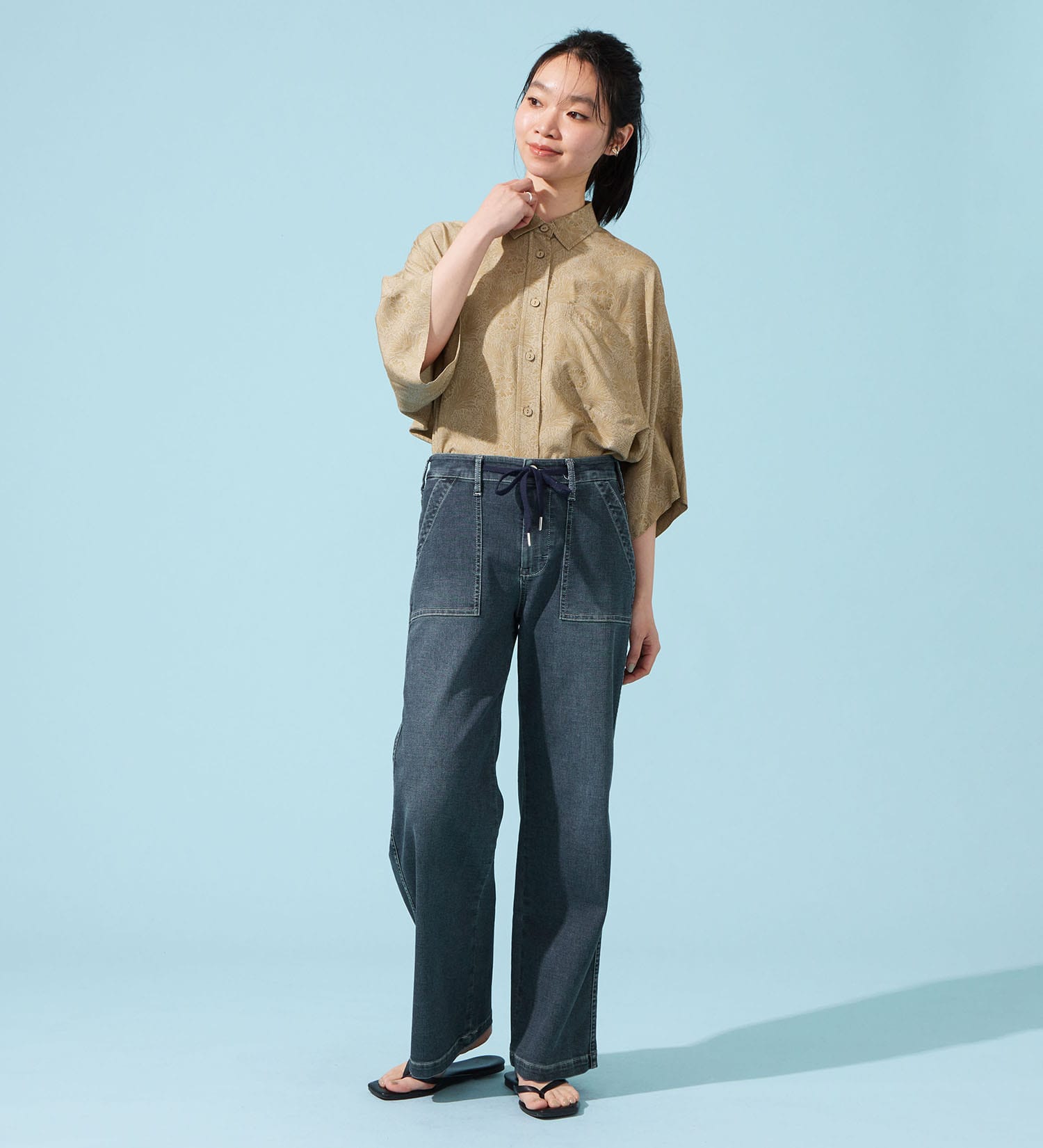 EDWIN(エドウイン)の【予約P】EDWIN LADIES ジャージーズ COOLイージーベイカーワイドデニムパンツ【涼】|パンツ/デニム / ジーンズパンツ/レディース|濃色ブルー