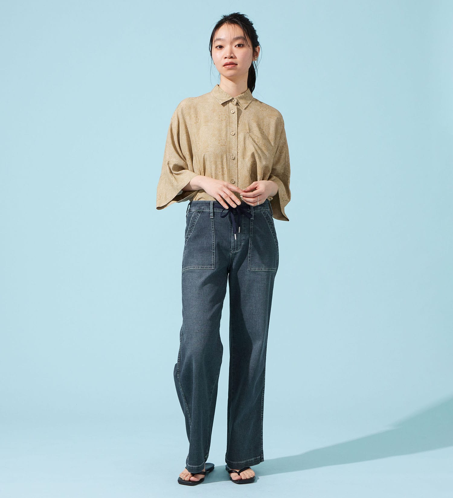 EDWIN(エドウイン)の【予約P】EDWIN LADIES ジャージーズ COOLイージーベイカーワイドデニムパンツ【涼】|パンツ/デニム / ジーンズパンツ/レディース|濃色ブルー