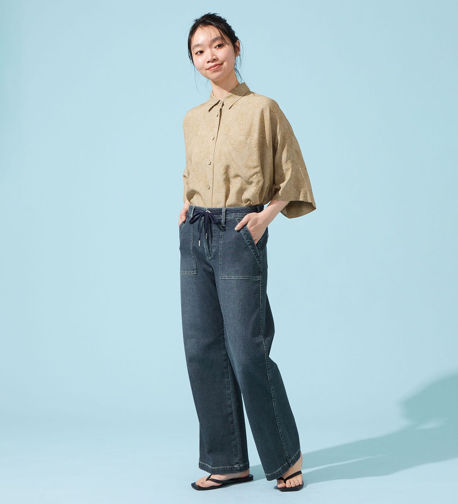 EDWIN(エドウイン)の【予約P】EDWIN LADIES ジャージーズ COOLイージーベイカーワイドデニムパンツ【涼】|パンツ/デニム / ジーンズパンツ/レディース|濃色ブルー