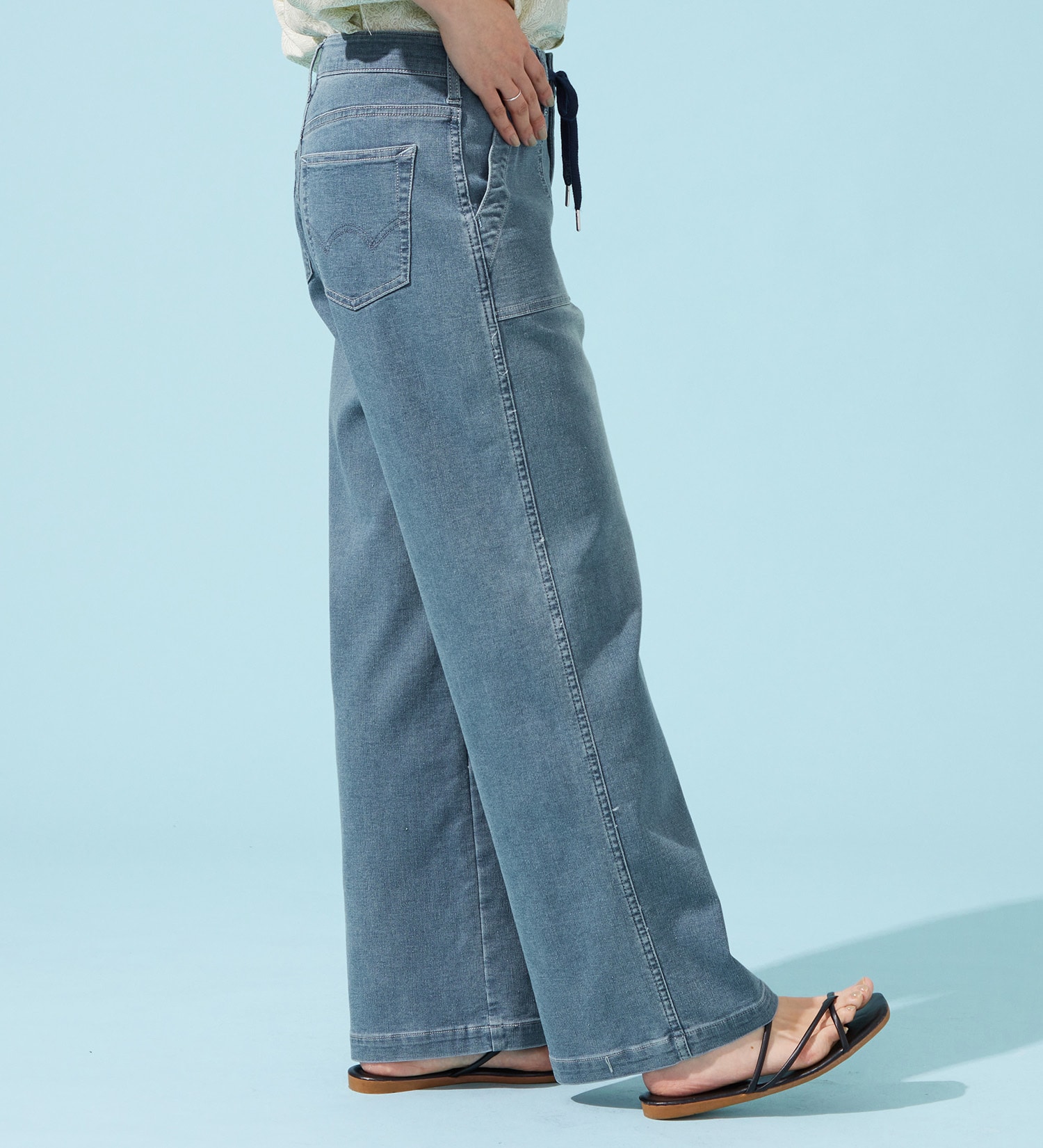 EDWIN(エドウイン)の【予約P】EDWIN LADIES ジャージーズ COOLイージーベイカーワイドデニムパンツ【涼】|パンツ/デニム / ジーンズパンツ/レディース|淡色ブルー