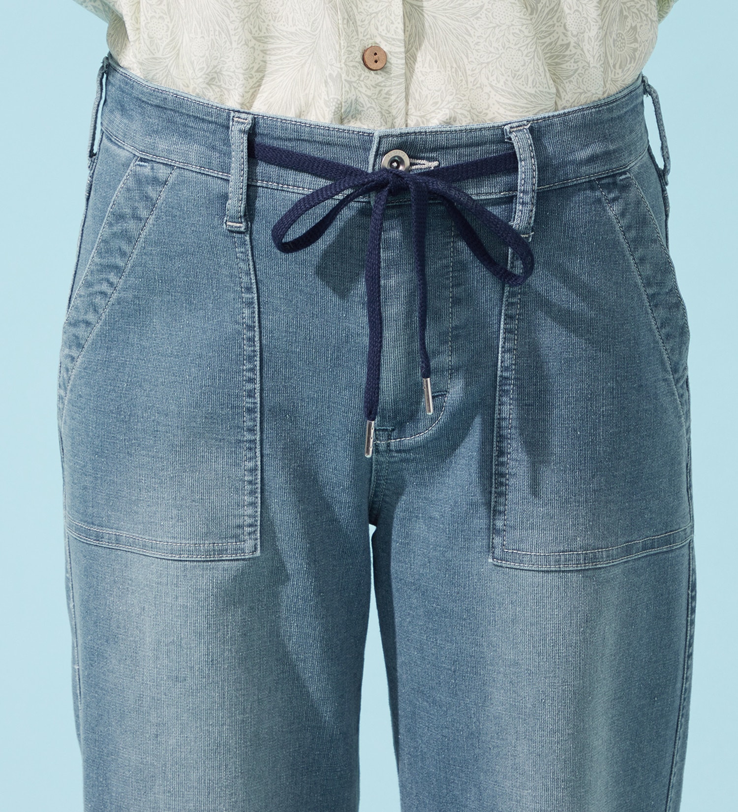 EDWIN(エドウイン)の【予約P】EDWIN LADIES ジャージーズ COOLイージーベイカーワイドデニムパンツ【涼】|パンツ/デニム / ジーンズパンツ/レディース|淡色ブルー