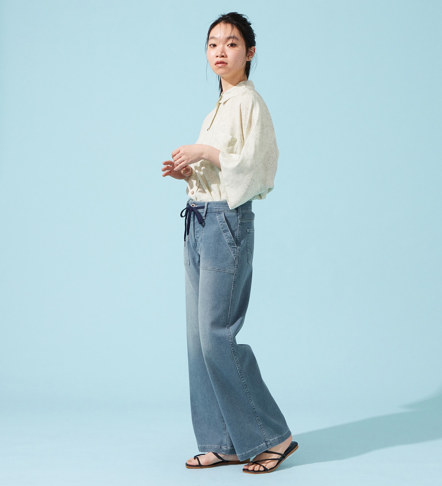 EDWIN(エドウイン)の【予約P】EDWIN LADIES ジャージーズ COOLイージーベイカーワイドデニムパンツ【涼】|パンツ/デニム / ジーンズパンツ/レディース|淡色ブルー