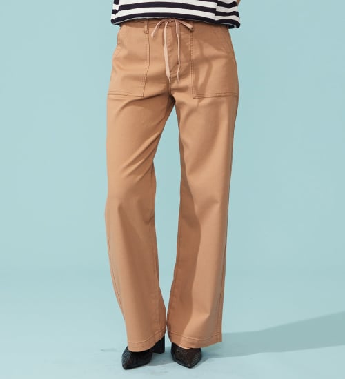 EDWIN(エドウイン)の【予約P】EDWIN LADIES ジャージーズ COOLイージーベイカーワイドデニムパンツ【涼】|パンツ/デニム / ジーンズパンツ/レディース|ピンクベージュ