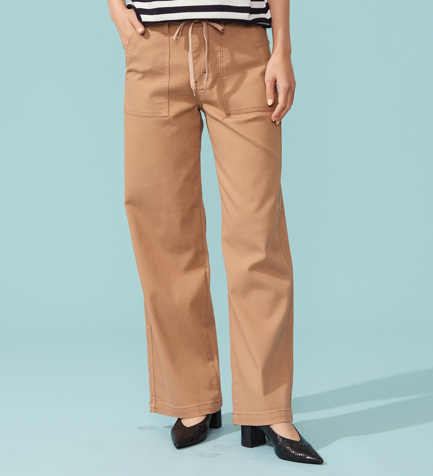 EDWIN(エドウイン)の【予約P】EDWIN LADIES ジャージーズ COOLイージーベイカーワイドデニムパンツ【涼】|パンツ/デニム / ジーンズパンツ/レディース|ピンクベージュ