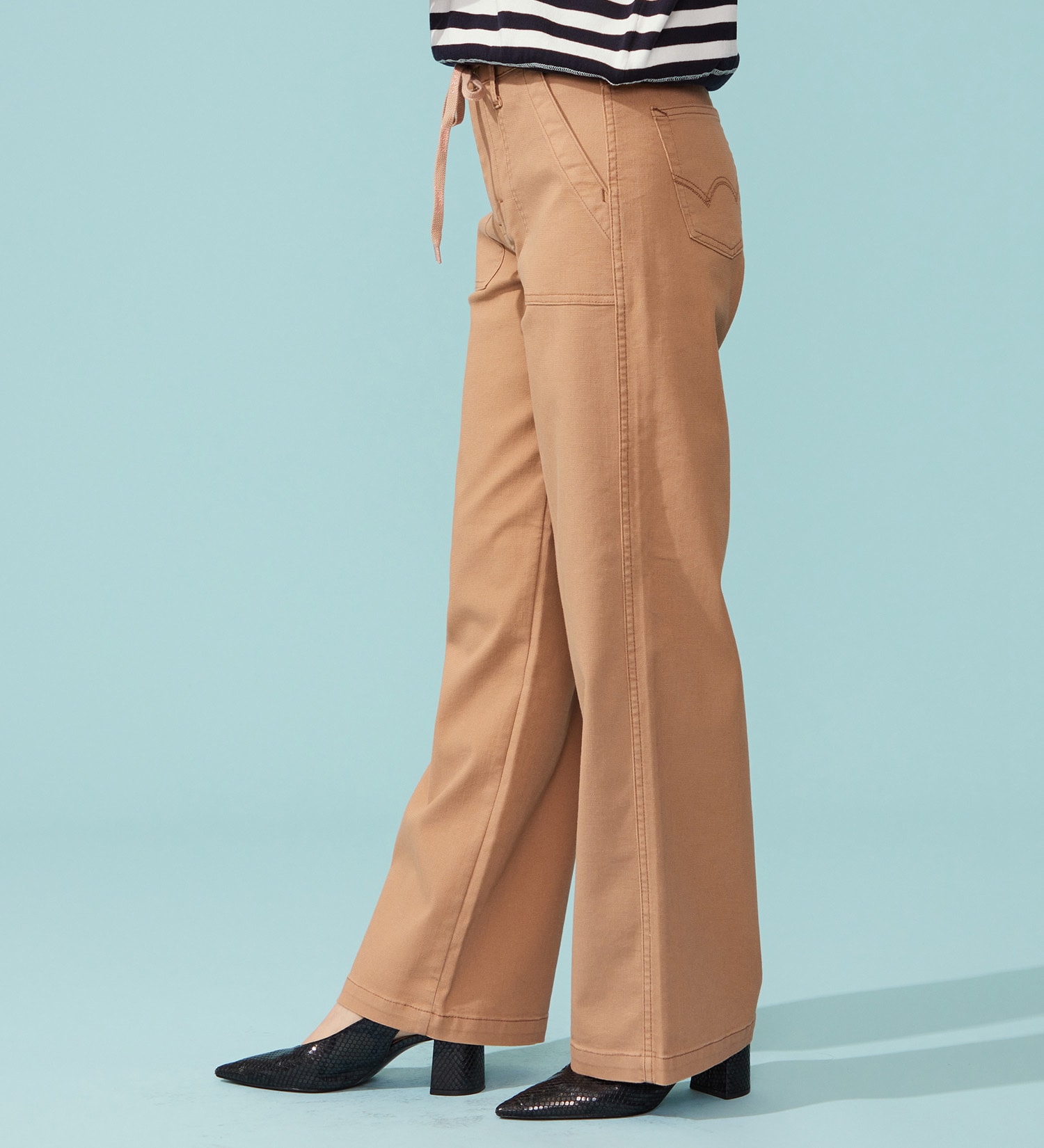 EDWIN(エドウイン)の【予約P】EDWIN LADIES ジャージーズ COOLイージーベイカーワイドデニムパンツ【涼】|パンツ/デニム / ジーンズパンツ/レディース|ピンクベージュ