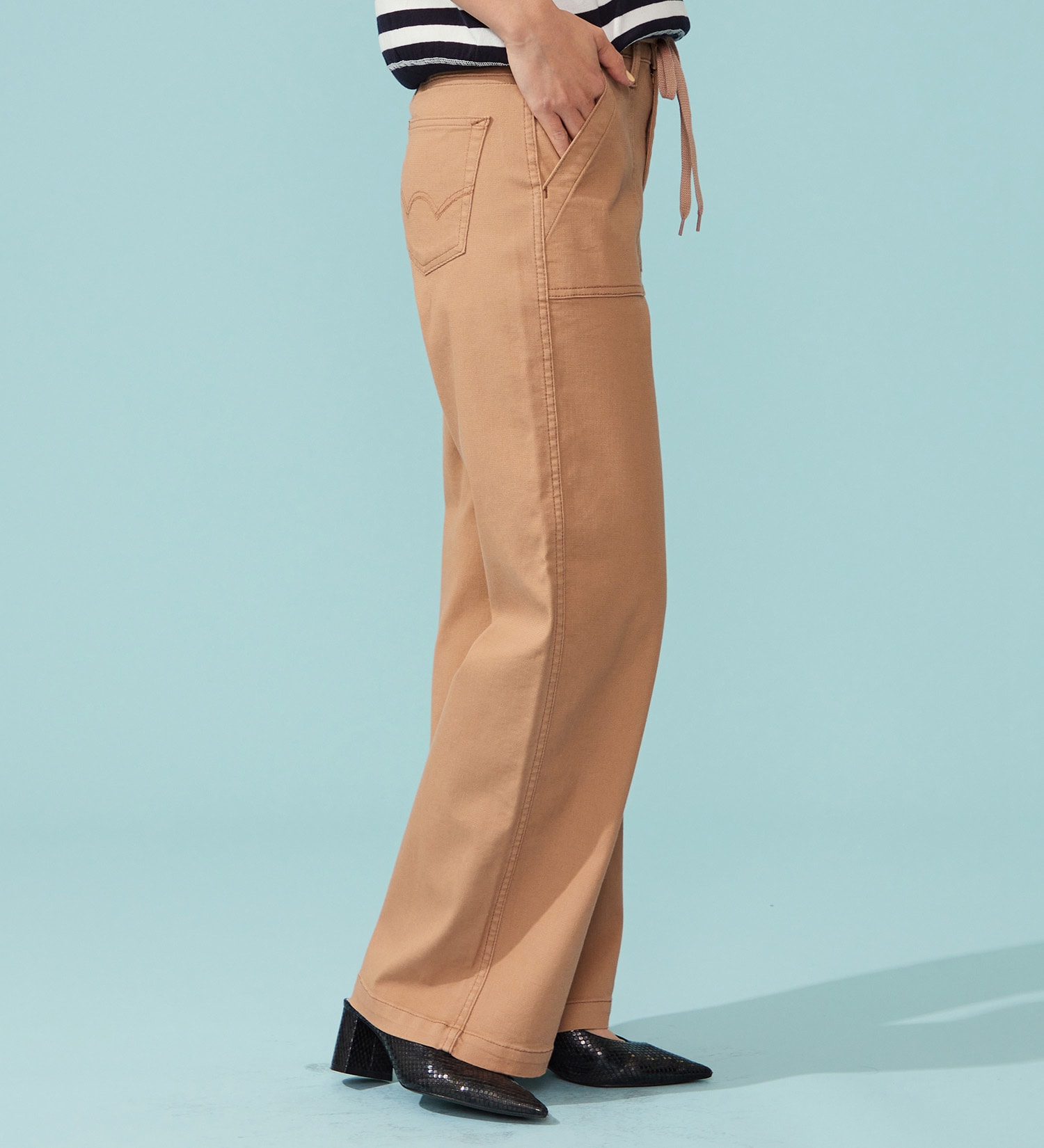 EDWIN(エドウイン)の【予約P】EDWIN LADIES ジャージーズ COOLイージーベイカーワイドデニムパンツ【涼】|パンツ/デニム / ジーンズパンツ/レディース|ピンクベージュ