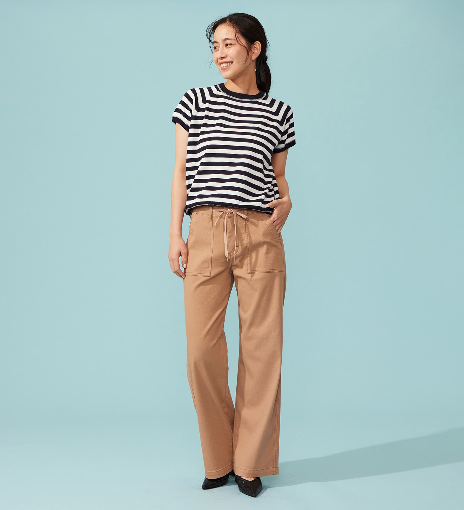 EDWIN(エドウイン)の【予約P】EDWIN LADIES ジャージーズ COOLイージーベイカーワイドデニムパンツ【涼】|パンツ/デニム / ジーンズパンツ/レディース|ピンクベージュ