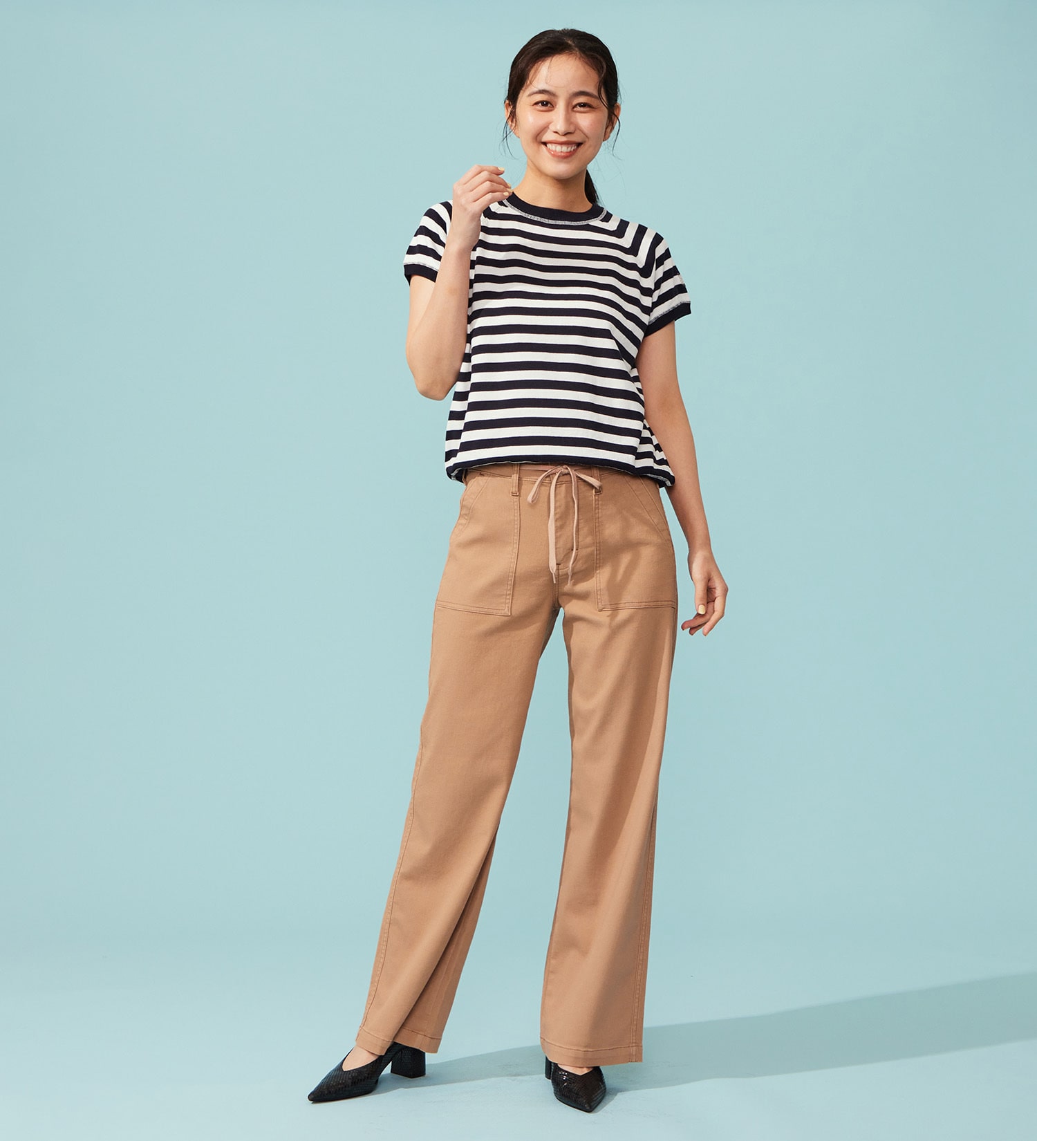 EDWIN(エドウイン)の【予約P】EDWIN LADIES ジャージーズ COOLイージーベイカーワイドデニムパンツ【涼】|パンツ/デニム / ジーンズパンツ/レディース|ピンクベージュ