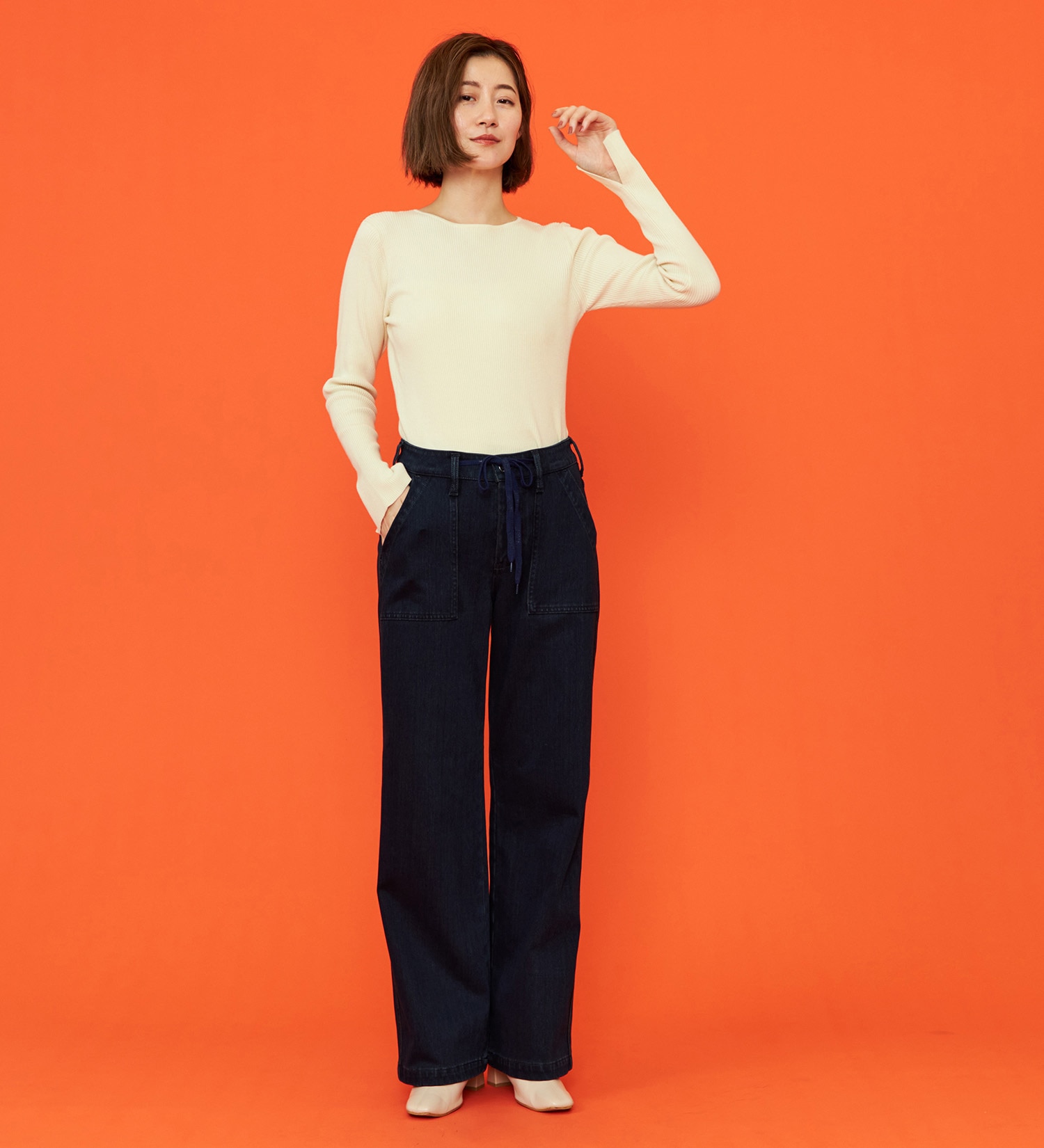 EDWIN(エドウイン)の【予約P】EDWIN LADIES ジャージーズ イージーベイカーワイドデニムパンツ【暖】|パンツ/デニム / ジーンズパンツ/レディース|インディゴブルー