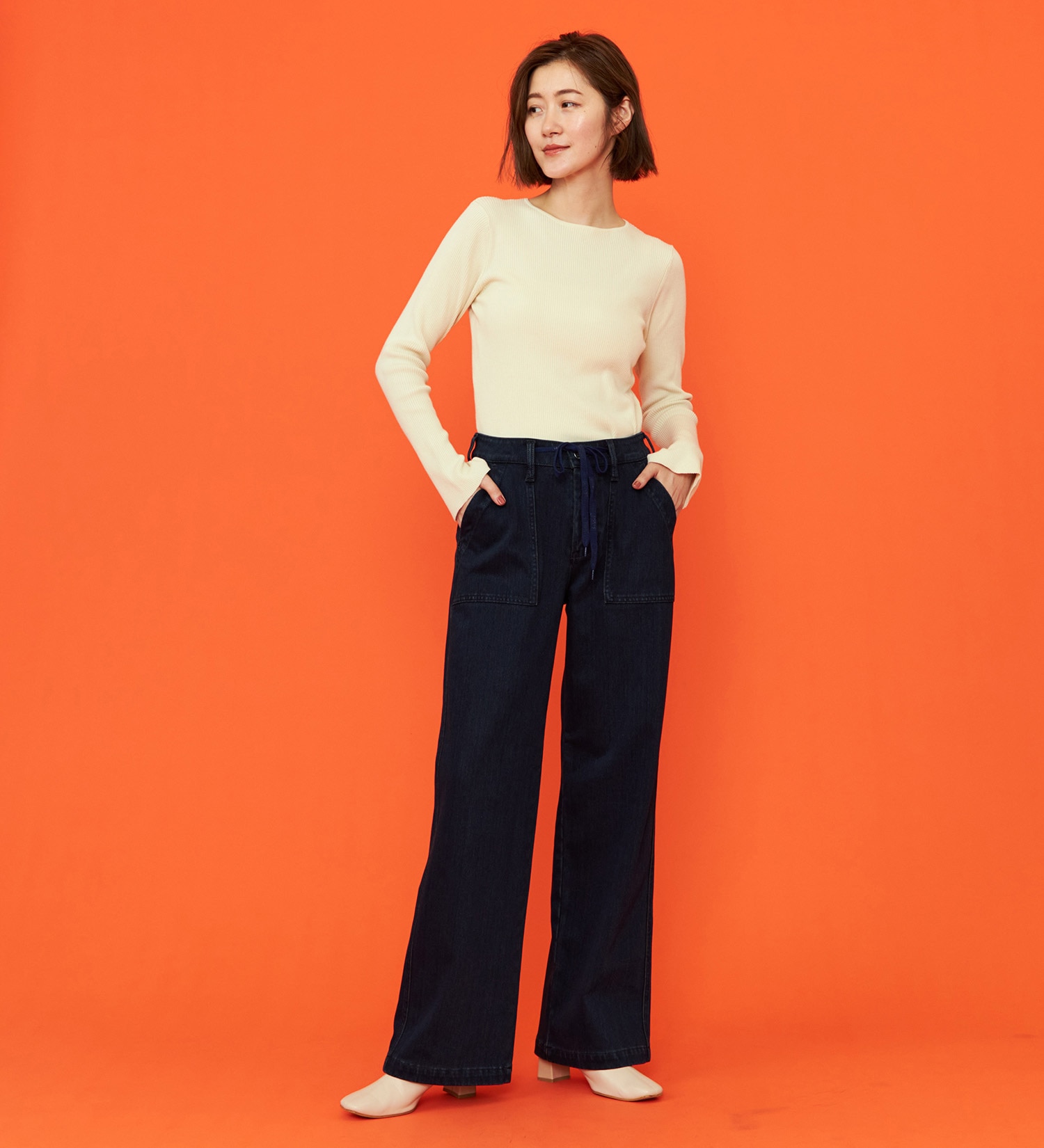 EDWIN(エドウイン)の【予約P】EDWIN LADIES ジャージーズ イージーベイカーワイドデニムパンツ【暖】|パンツ/デニム / ジーンズパンツ/レディース|インディゴブルー