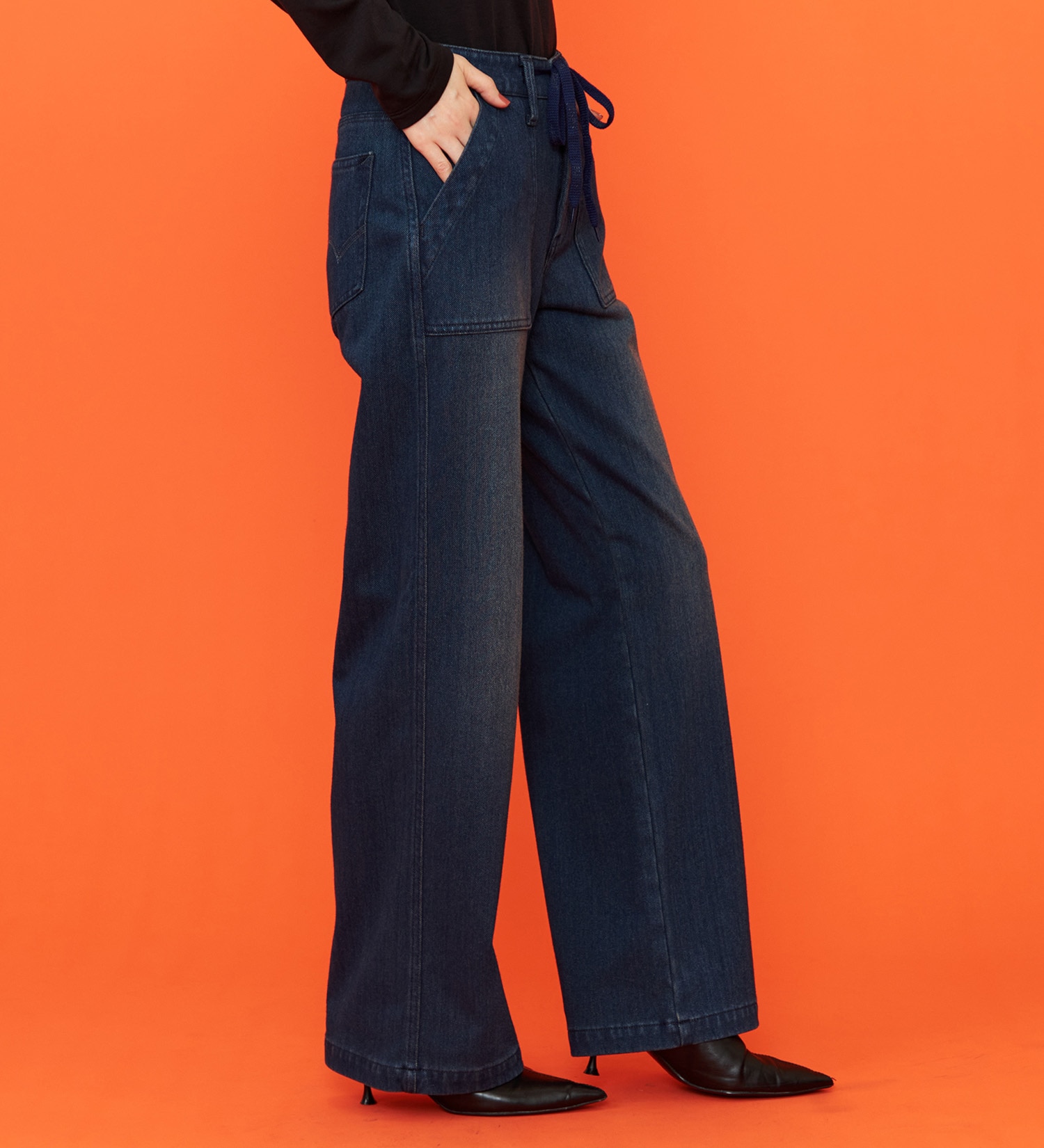 EDWIN(エドウイン)の【予約P】EDWIN LADIES ジャージーズ イージーベイカーワイドデニムパンツ【暖】|パンツ/デニム / ジーンズパンツ/レディース|濃色ブルー