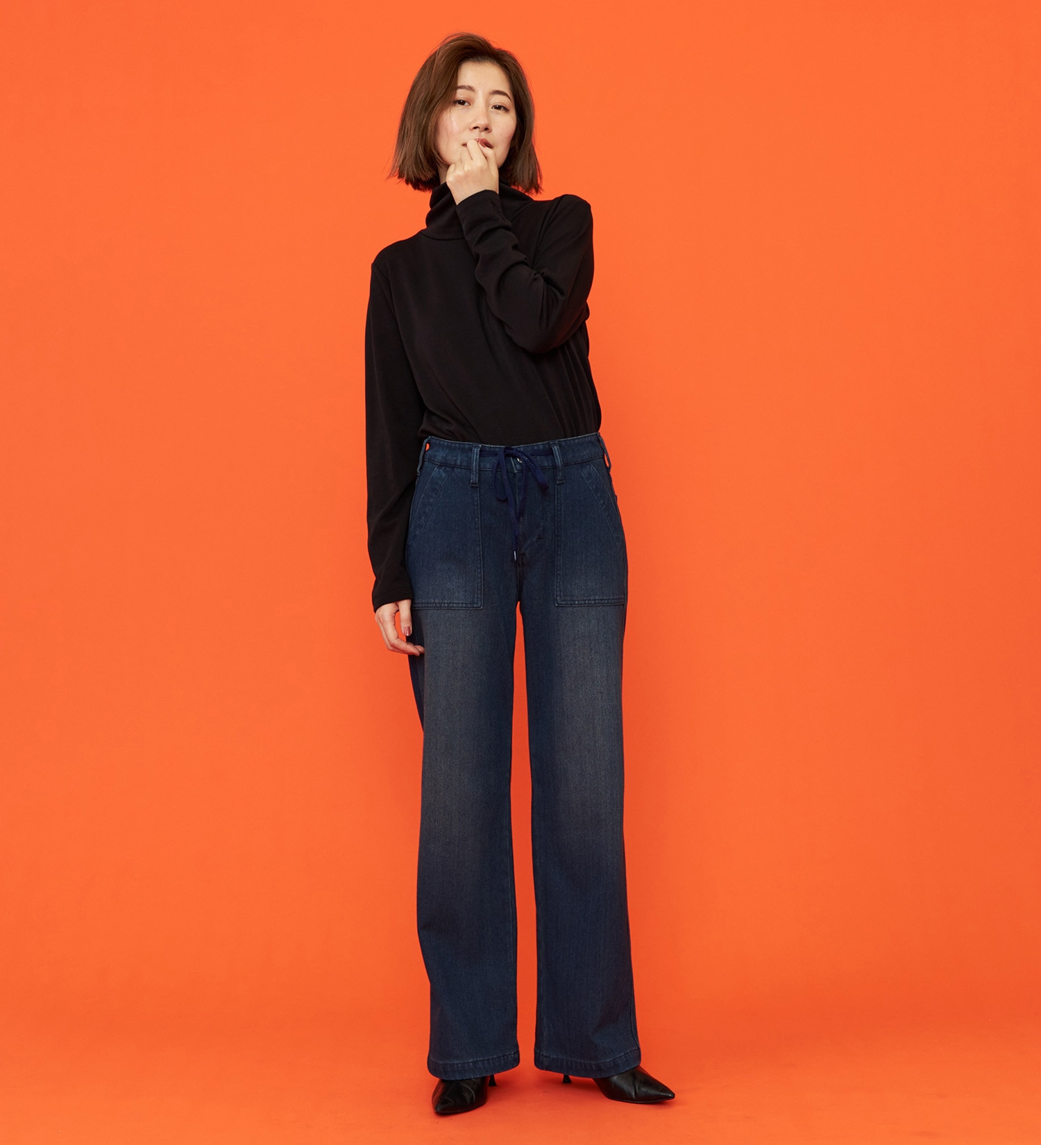 EDWIN(エドウイン)の【予約P】EDWIN LADIES ジャージーズ イージーベイカーワイドデニムパンツ【暖】|パンツ/デニム / ジーンズパンツ/レディース|濃色ブルー