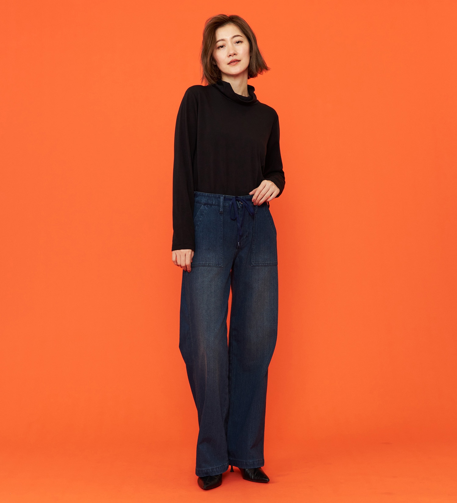 EDWIN(エドウイン)の【予約P】EDWIN LADIES ジャージーズ イージーベイカーワイドデニムパンツ【暖】|パンツ/デニム / ジーンズパンツ/レディース|濃色ブルー