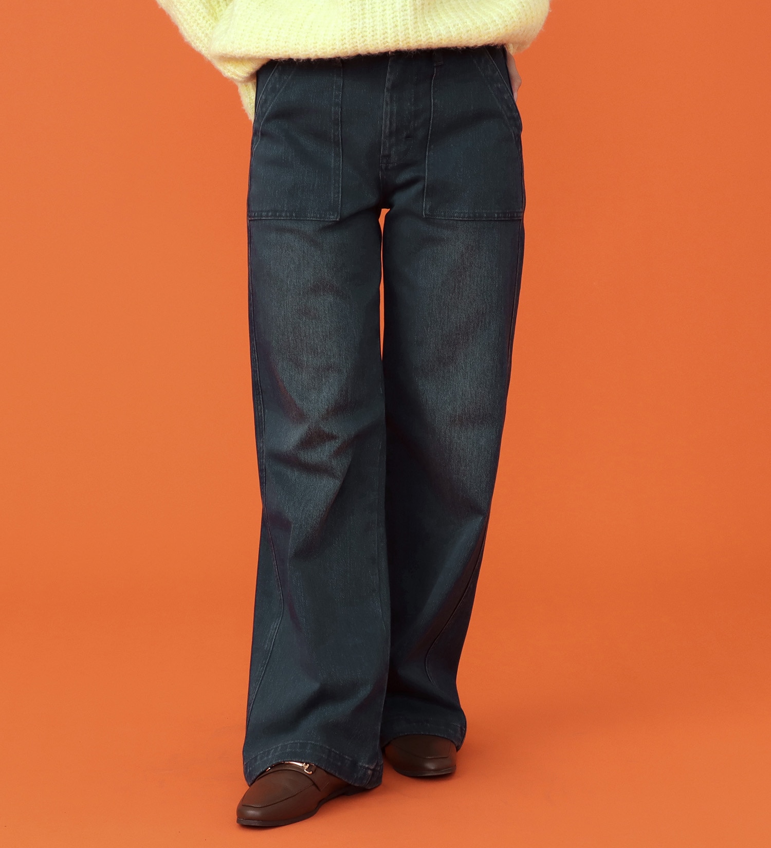EDWIN(エドウイン)の【予約P】EDWIN LADIES BODY FIRE ジャージーズ イージーベイカーワイドデニムパンツ【暖/冬用】|パンツ/パンツ/レディース|濃色ブルー