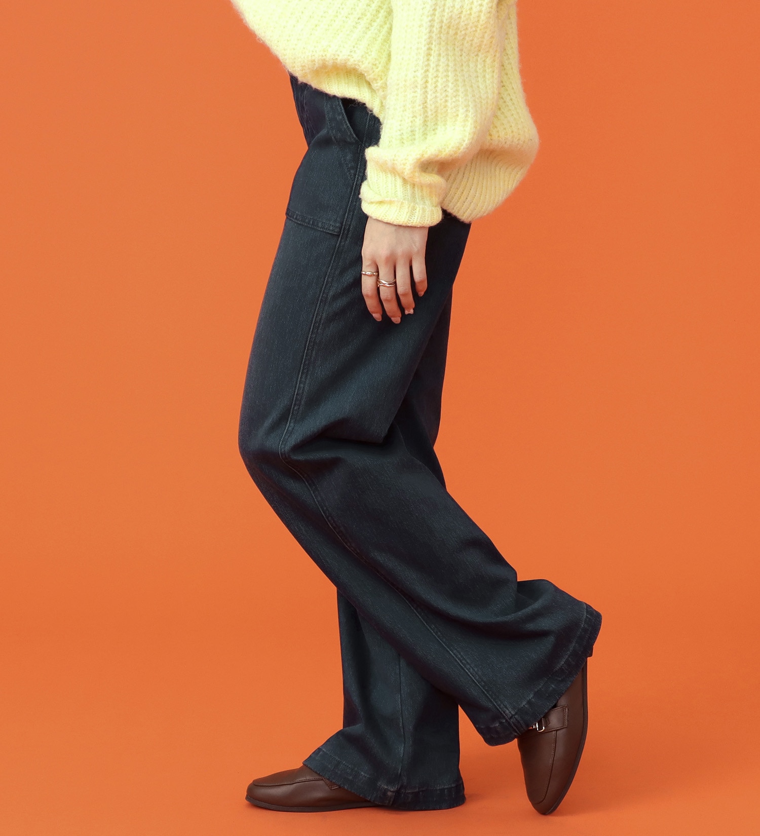 EDWIN(エドウイン)の【予約P】EDWIN LADIES BODY FIRE ジャージーズ イージーベイカーワイドデニムパンツ【暖/冬用】|パンツ/パンツ/レディース|濃色ブルー