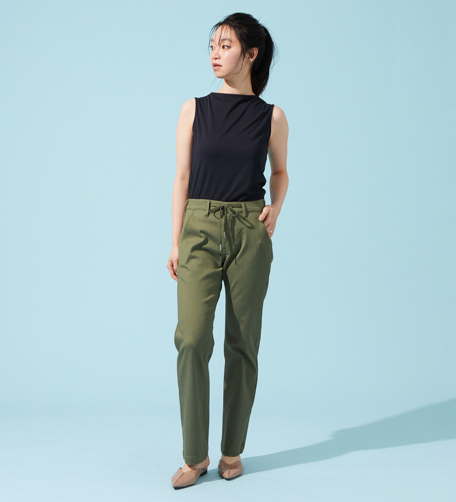 EDWIN(エドウイン)の【予約P】EDWIN LADIES ジャージーズ COOLイージーストレートデニムパンツ【涼】|パンツ/パンツ/レディース|グリーン