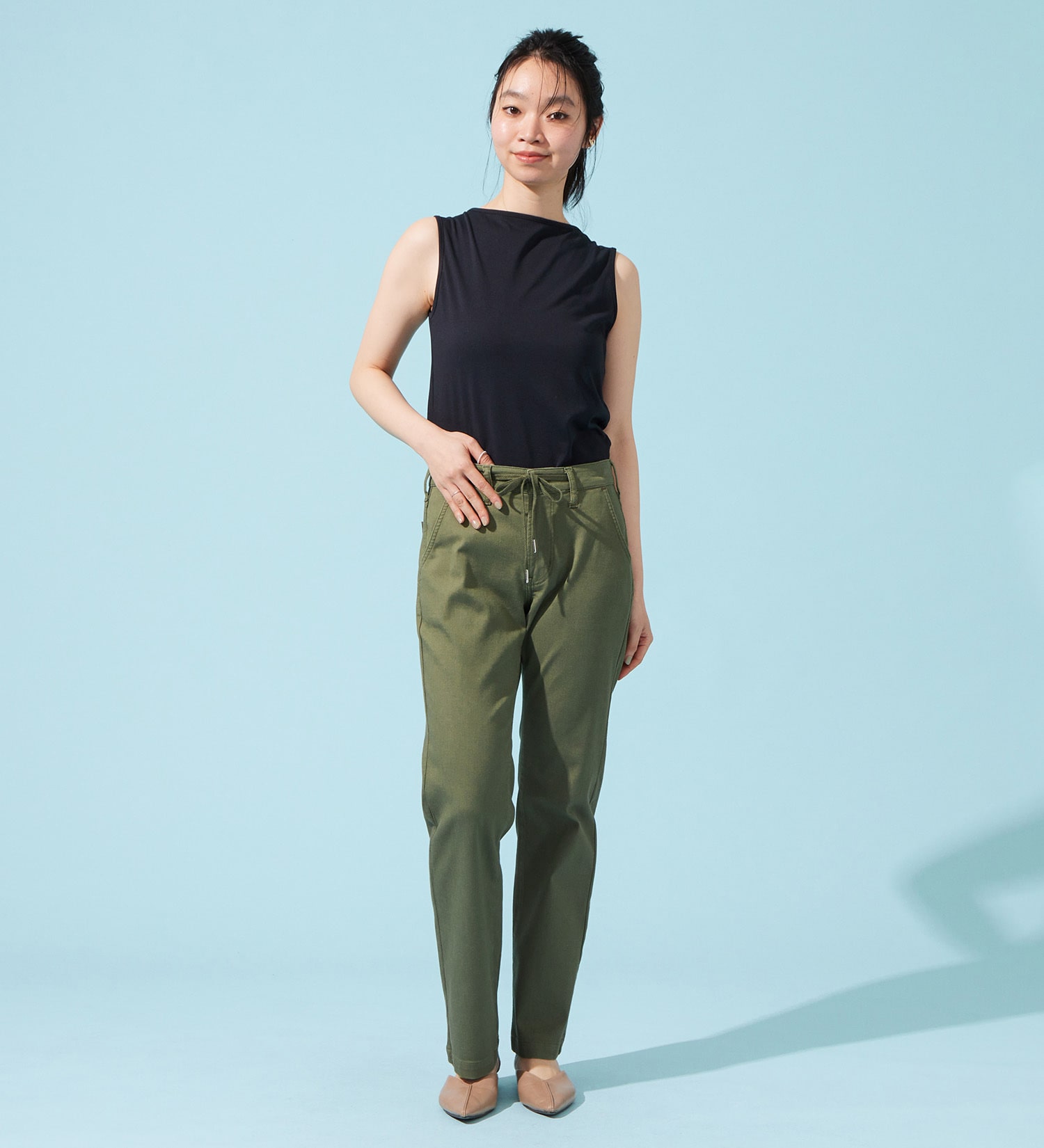 EDWIN(エドウイン)の【予約P】EDWIN LADIES ジャージーズ COOLイージーストレートデニムパンツ【涼】|パンツ/パンツ/レディース|グリーン