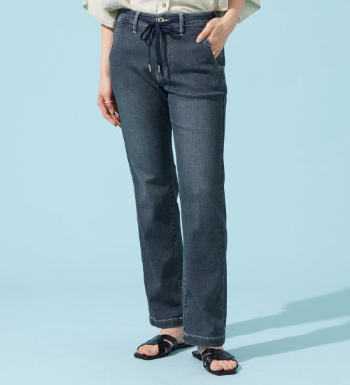 EDWIN(エドウイン)の【予約P】EDWIN LADIES ジャージーズ COOLイージーストレートデニムパンツ【涼】|パンツ/デニム / ジーンズパンツ/レディース|濃色ブルー