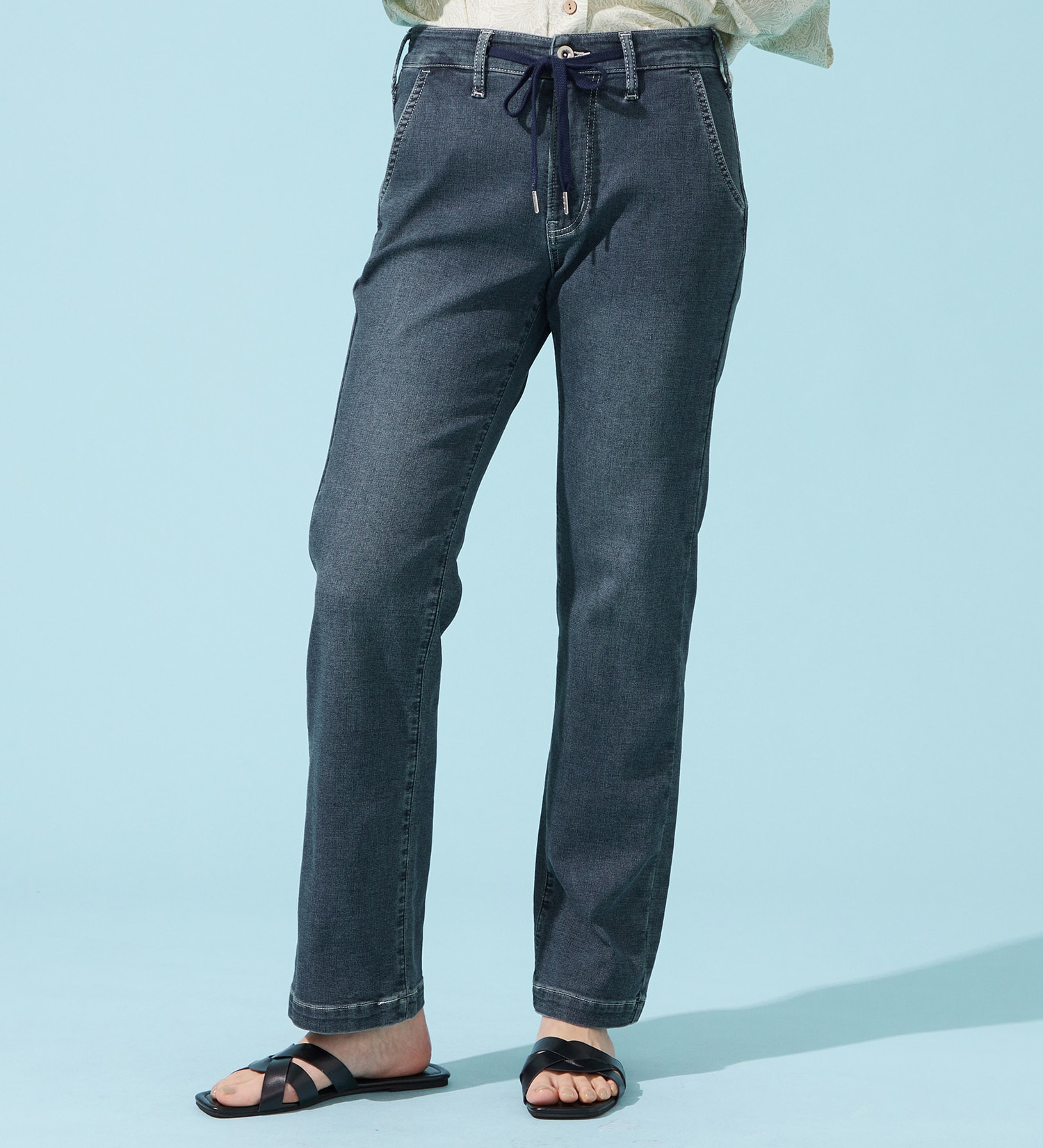 EDWIN(エドウイン)の【予約P】EDWIN LADIES ジャージーズ COOLイージーストレートデニムパンツ【涼】|パンツ/デニム / ジーンズパンツ/レディース|濃色ブルー