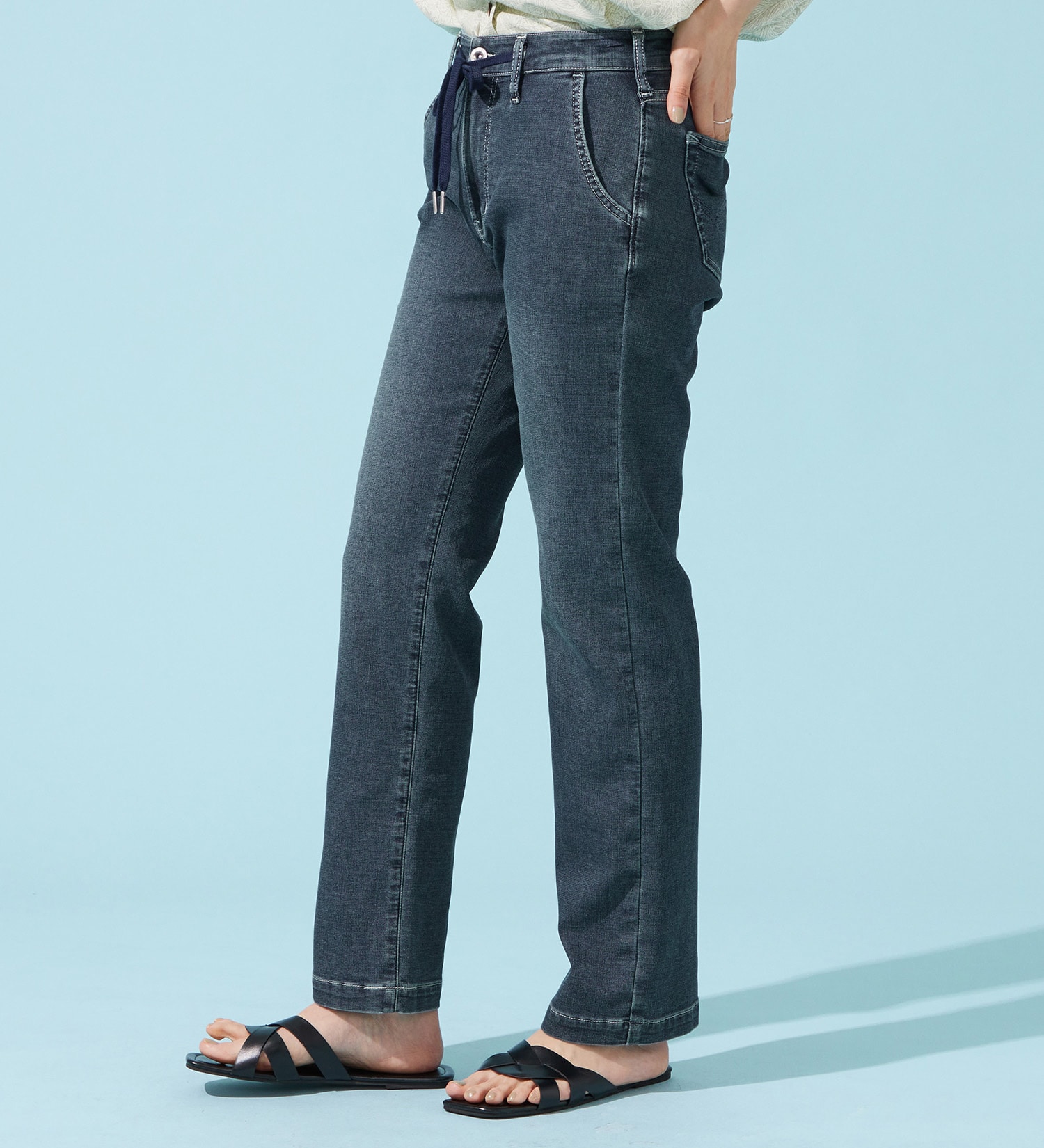 EDWIN(エドウイン)の【予約P】EDWIN LADIES ジャージーズ COOLイージーストレートデニムパンツ【涼】|パンツ/デニム / ジーンズパンツ/レディース|濃色ブルー