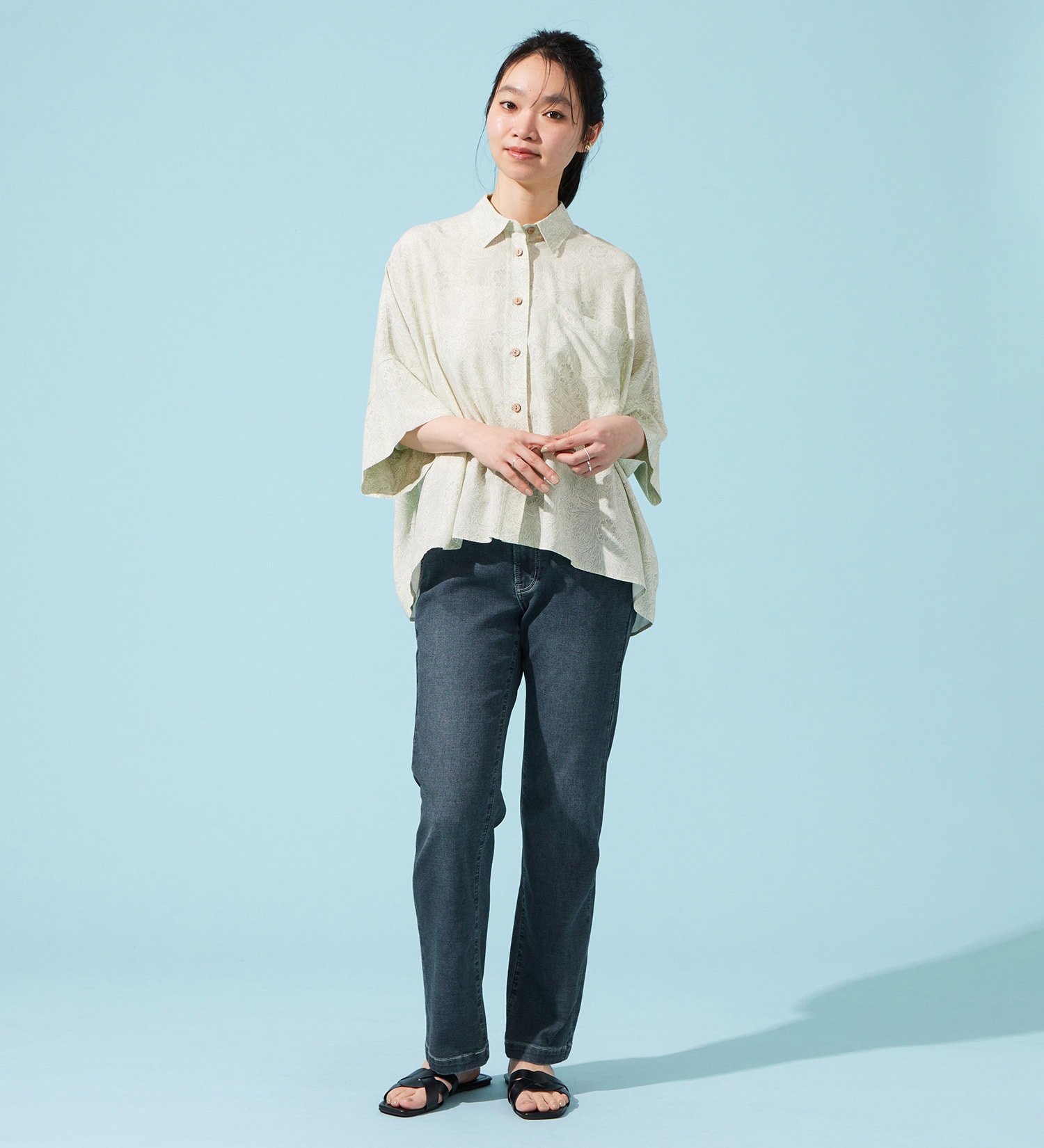 EDWIN(エドウイン)の【予約P】EDWIN LADIES ジャージーズ COOLイージーストレートデニムパンツ【涼】|パンツ/デニム / ジーンズパンツ/レディース|濃色ブルー