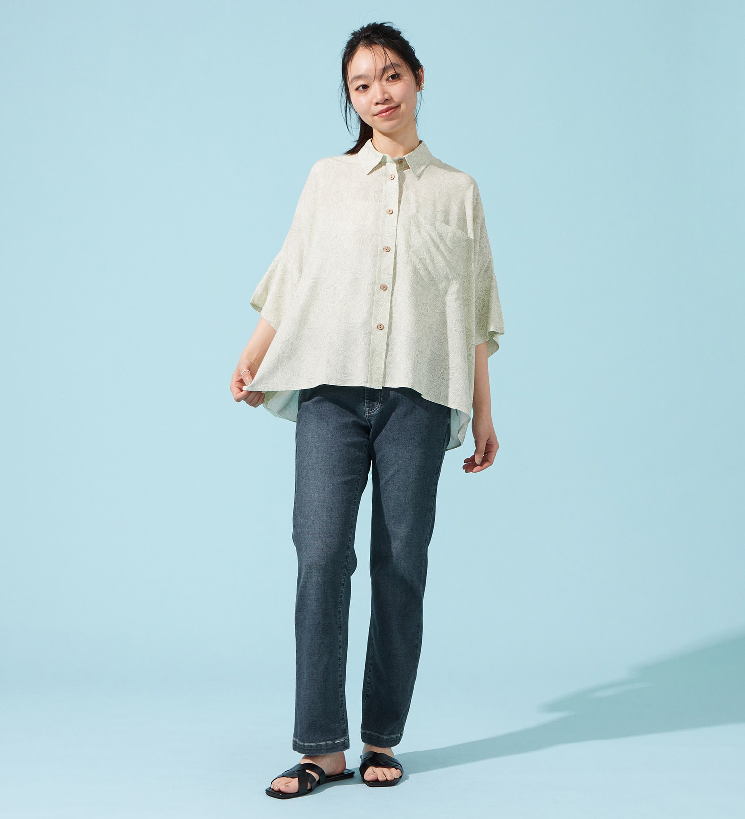 EDWIN(エドウイン)の【予約P】EDWIN LADIES ジャージーズ COOLイージーストレートデニムパンツ【涼】|パンツ/デニム / ジーンズパンツ/レディース|濃色ブルー