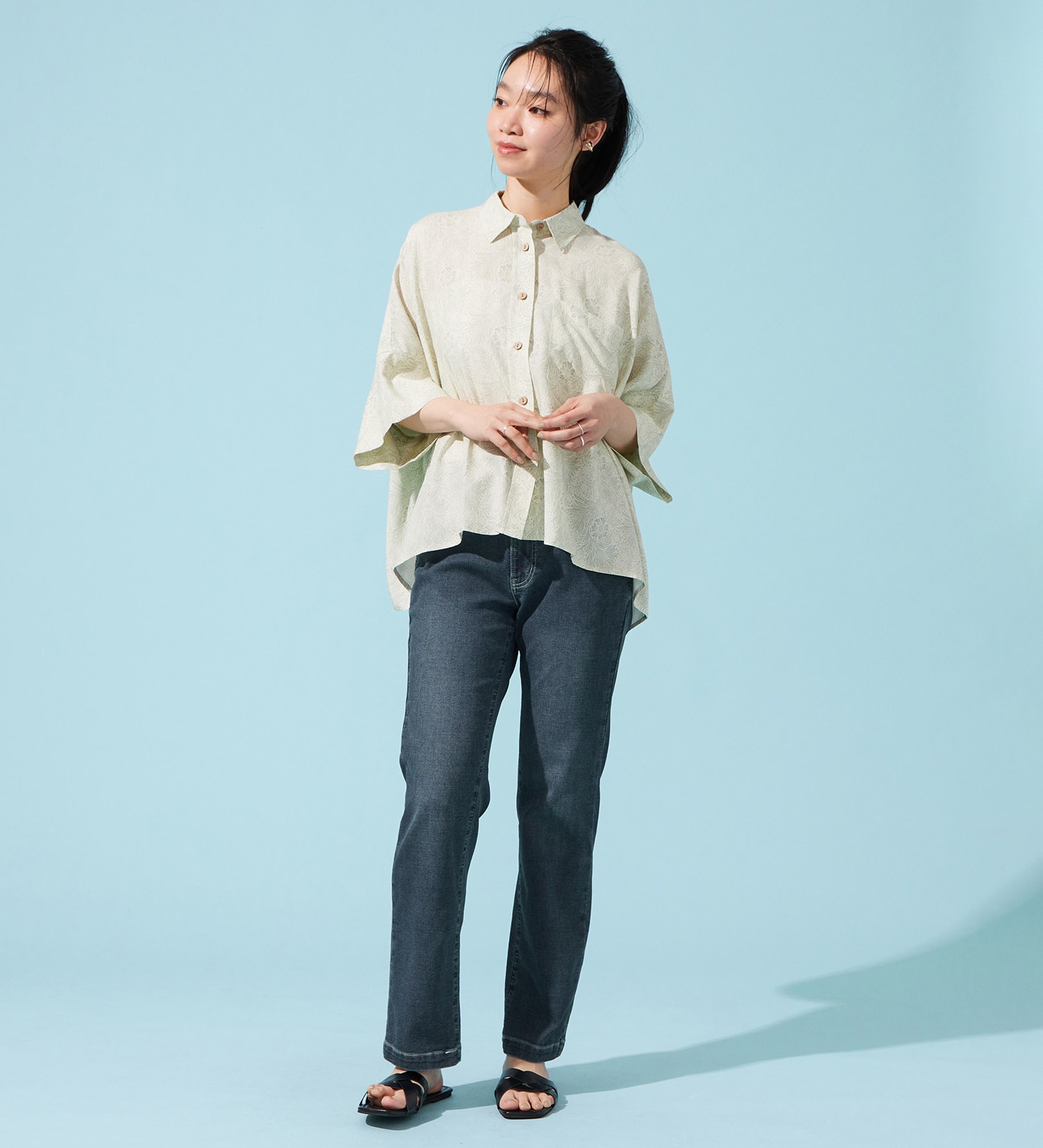 EDWIN(エドウイン)の【予約P】EDWIN LADIES ジャージーズ COOLイージーストレートデニムパンツ【涼】|パンツ/デニム / ジーンズパンツ/レディース|濃色ブルー