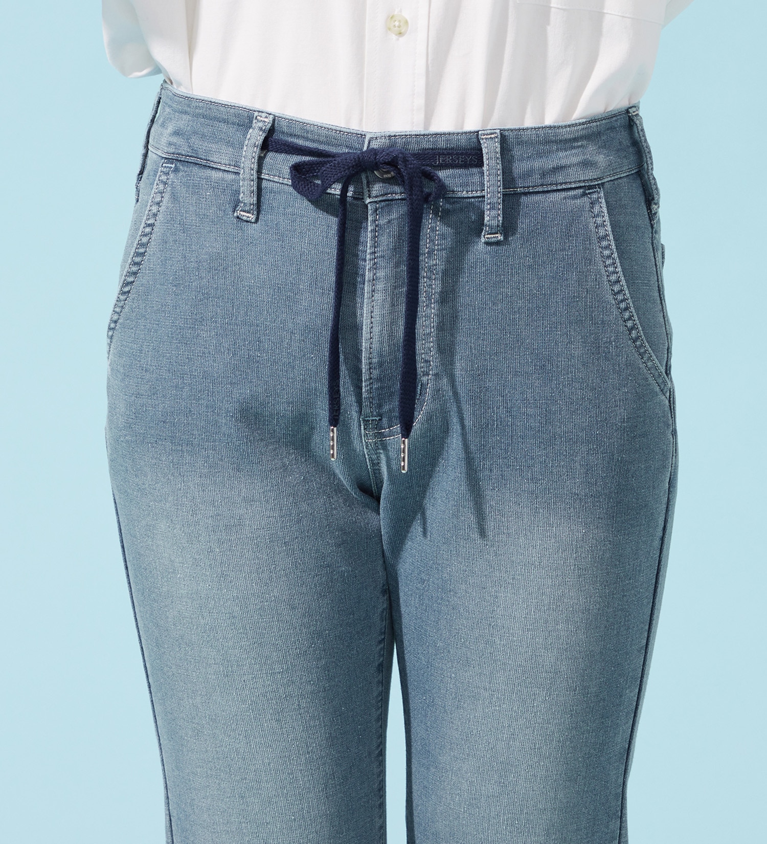 EDWIN(エドウイン)の【予約P】EDWIN LADIES ジャージーズ COOLイージーストレートデニムパンツ【涼】|パンツ/デニム / ジーンズパンツ/レディース|淡色ブルー