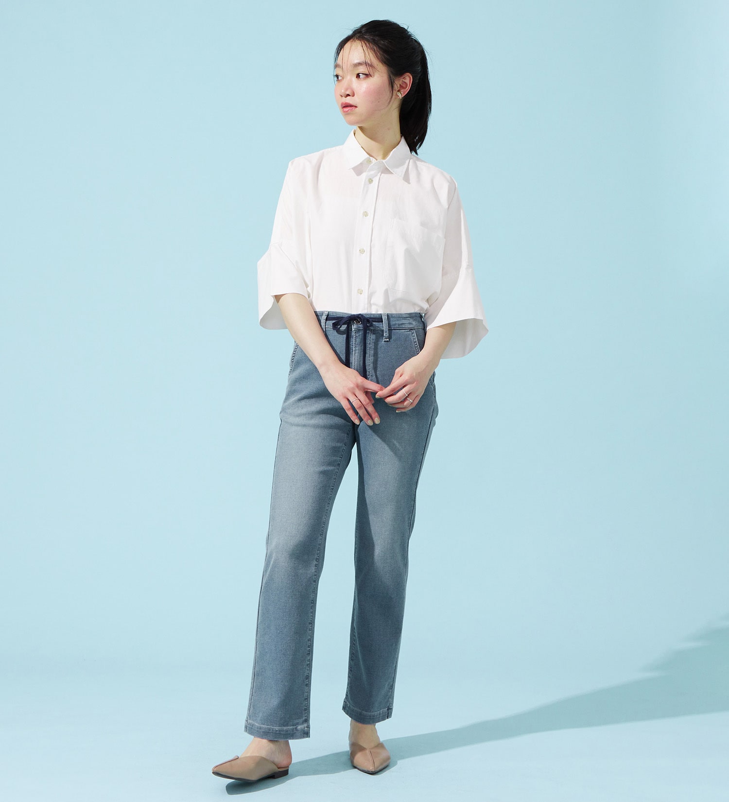 EDWIN(エドウイン)の【予約P】EDWIN LADIES ジャージーズ COOLイージーストレートデニムパンツ【涼】|パンツ/デニム / ジーンズパンツ/レディース|淡色ブルー