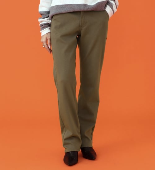 EDWIN(エドウイン)の【予約P】EDWIN LADIES BODY FIRE ジャージーズ イージーストレートデニムパンツ【暖/冬用】|パンツ/デニム / ジーンズパンツ/レディース|オリーブ