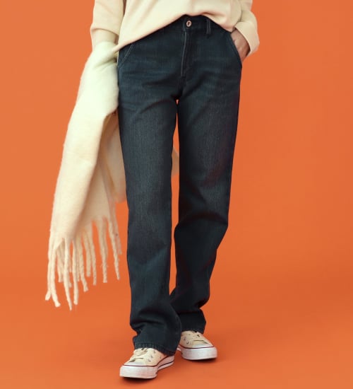 EDWIN(エドウイン)の【予約P】EDWIN LADIES BODY FIRE ジャージーズ イージーストレートデニムパンツ【暖/冬用】|パンツ/デニム / ジーンズパンツ/レディース|中色ブルー