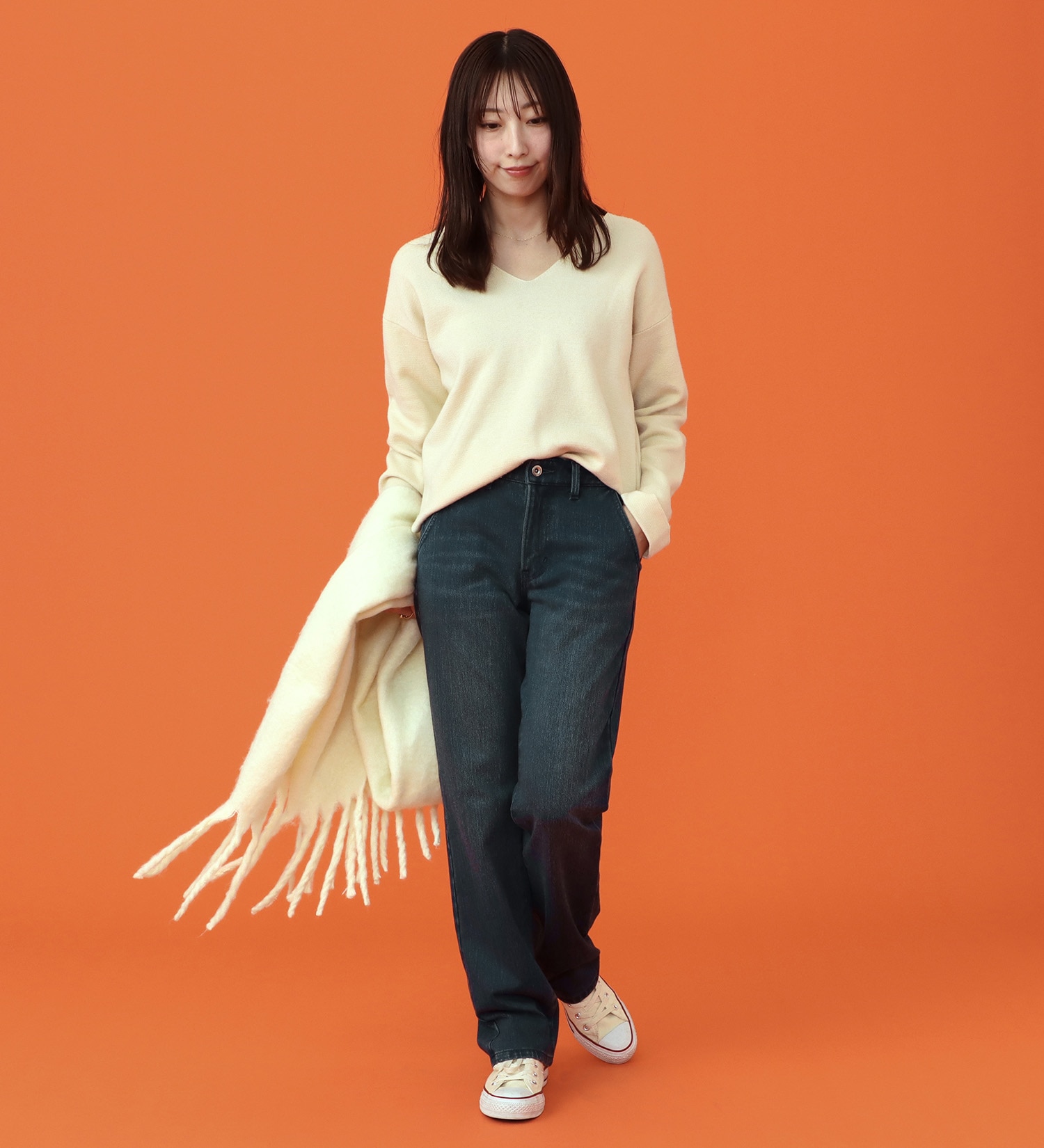 EDWIN(エドウイン)の【予約P】EDWIN LADIES BODY FIRE ジャージーズ イージーストレートデニムパンツ【暖/冬用】|パンツ/デニム / ジーンズパンツ/レディース|中色ブルー