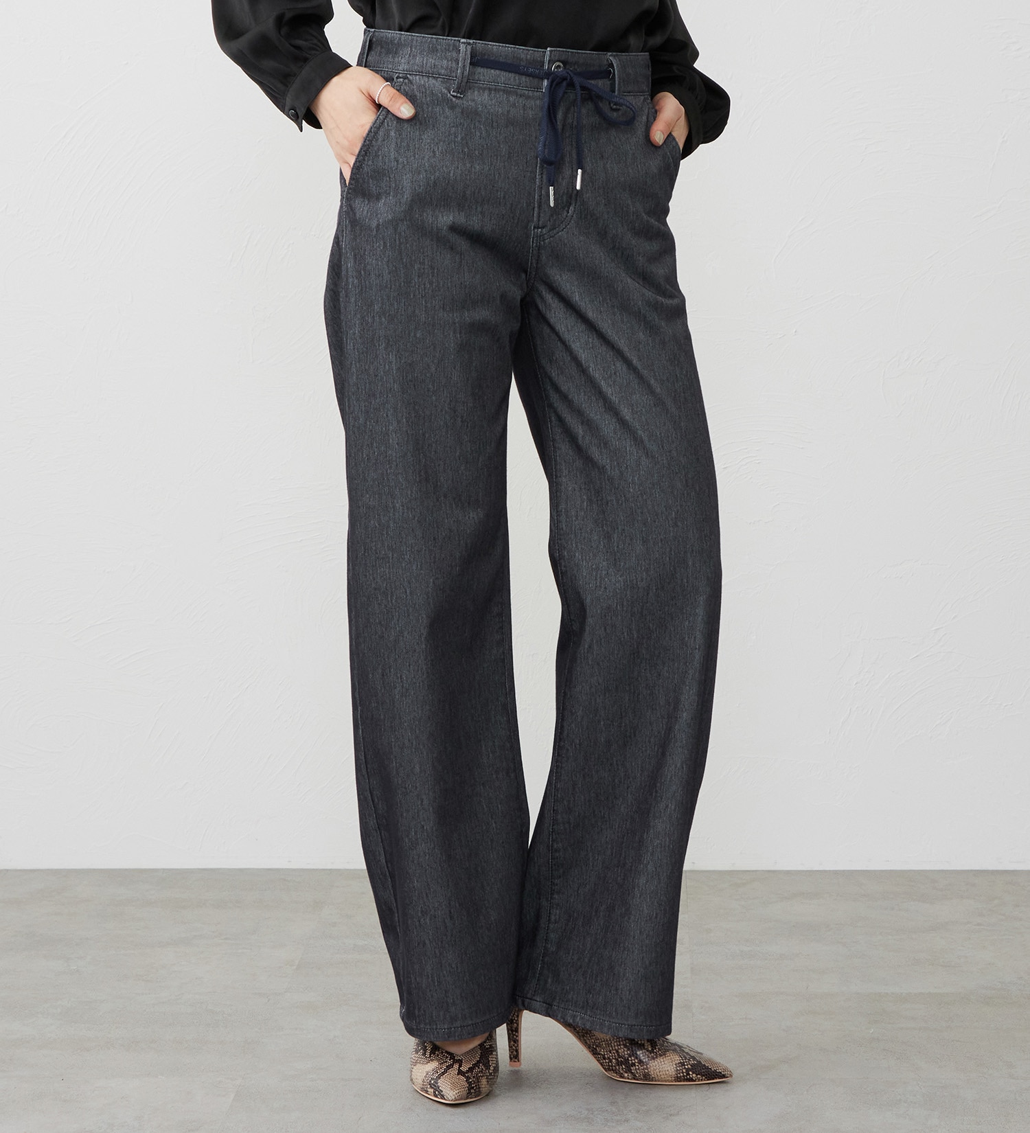 EDWIN(エドウイン)の【試着対象】EDWIN LADIES ジャージーズ イージーワイドデニムパンツ|パンツ/パンツ/レディース|ネイビー