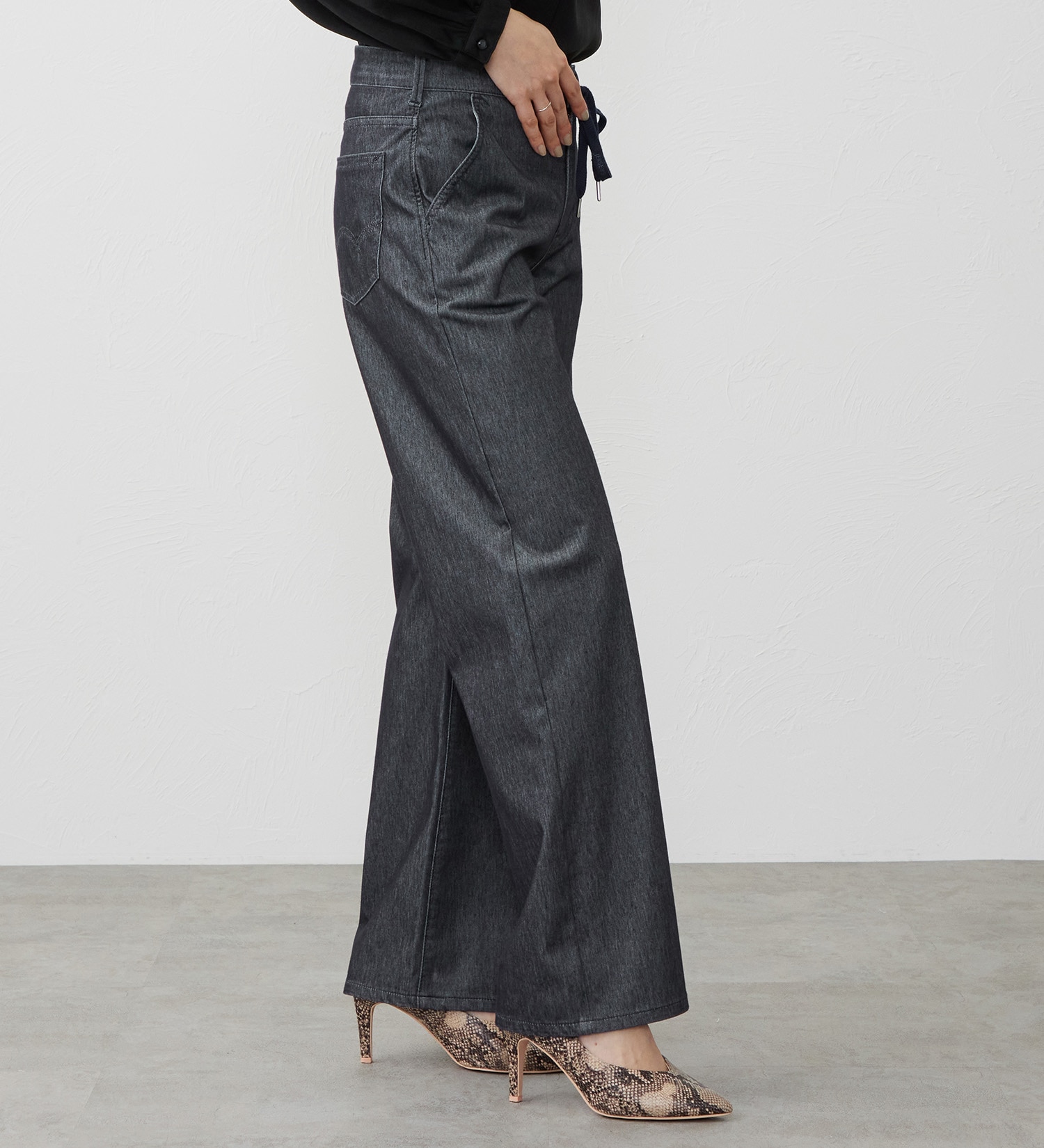 EDWIN(エドウイン)の【試着対象】EDWIN LADIES ジャージーズ イージーワイドデニムパンツ|パンツ/パンツ/レディース|ネイビー