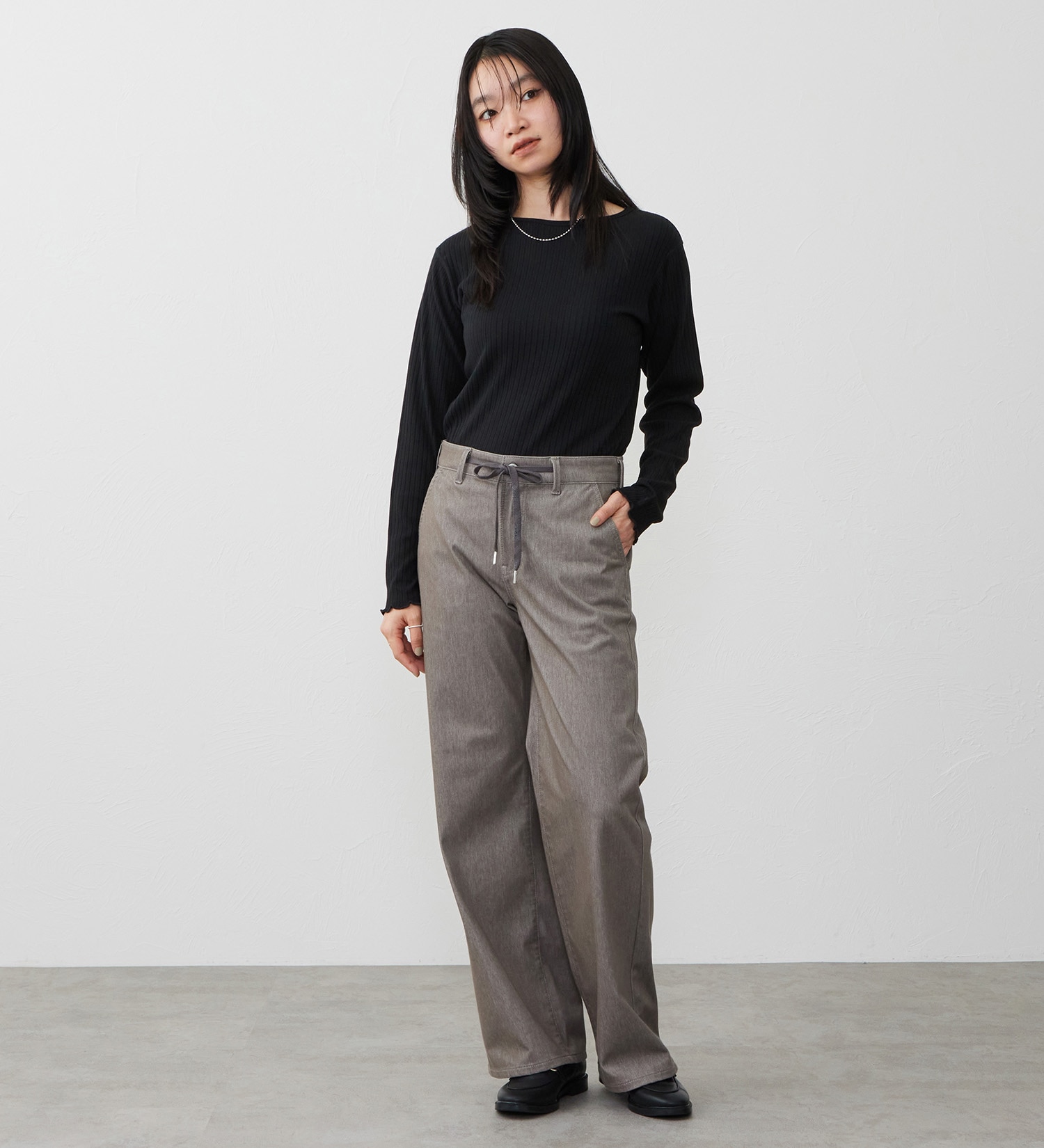 EDWIN(エドウイン)の【試着対象】EDWIN LADIES ジャージーズ イージーワイドデニムパンツ|パンツ/パンツ/レディース|グレイッシュベージュ