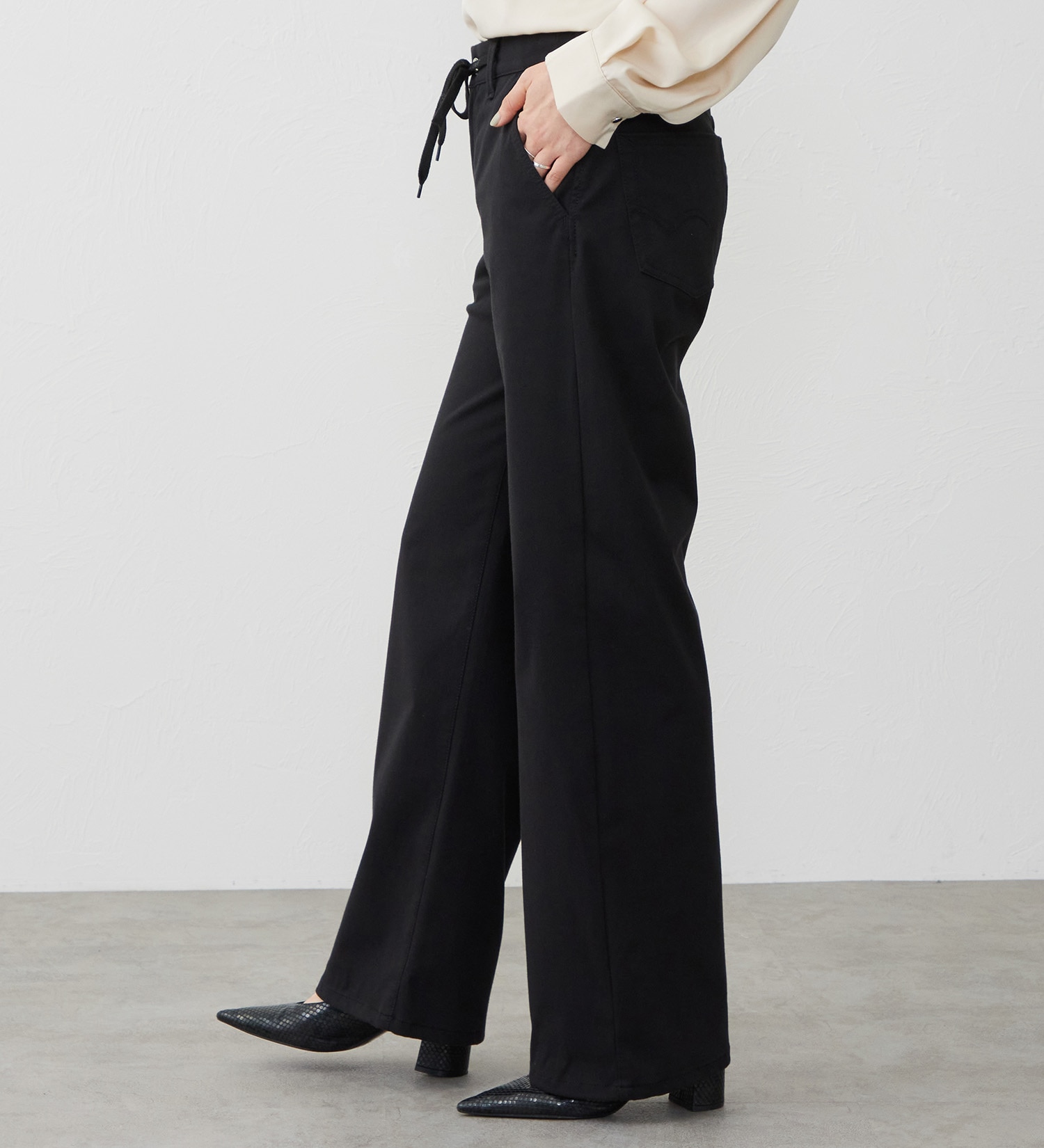 EDWIN(エドウイン)の【試着対象】EDWIN LADIES ジャージーズ イージーワイドデニムパンツ|パンツ/パンツ/レディース|ブラック