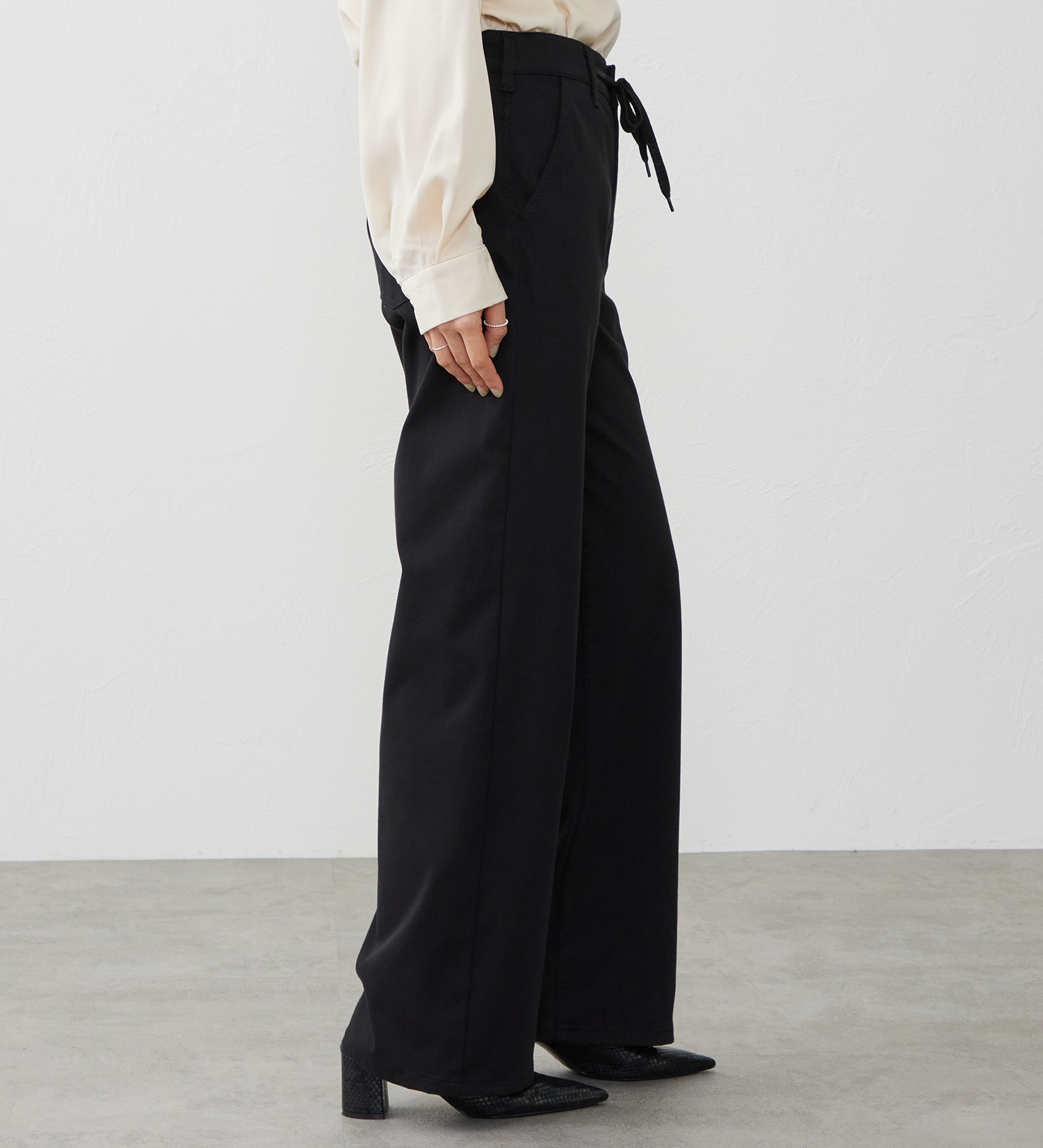 EDWIN(エドウイン)の【試着対象】EDWIN LADIES ジャージーズ イージーワイドデニムパンツ|パンツ/パンツ/レディース|ブラック