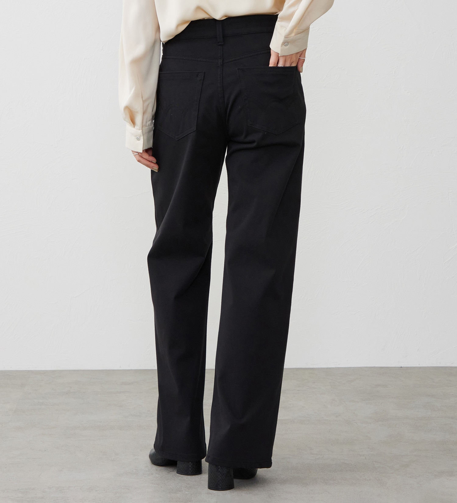 EDWIN(エドウイン)の【試着対象】EDWIN LADIES ジャージーズ イージーワイドデニムパンツ|パンツ/パンツ/レディース|ブラック