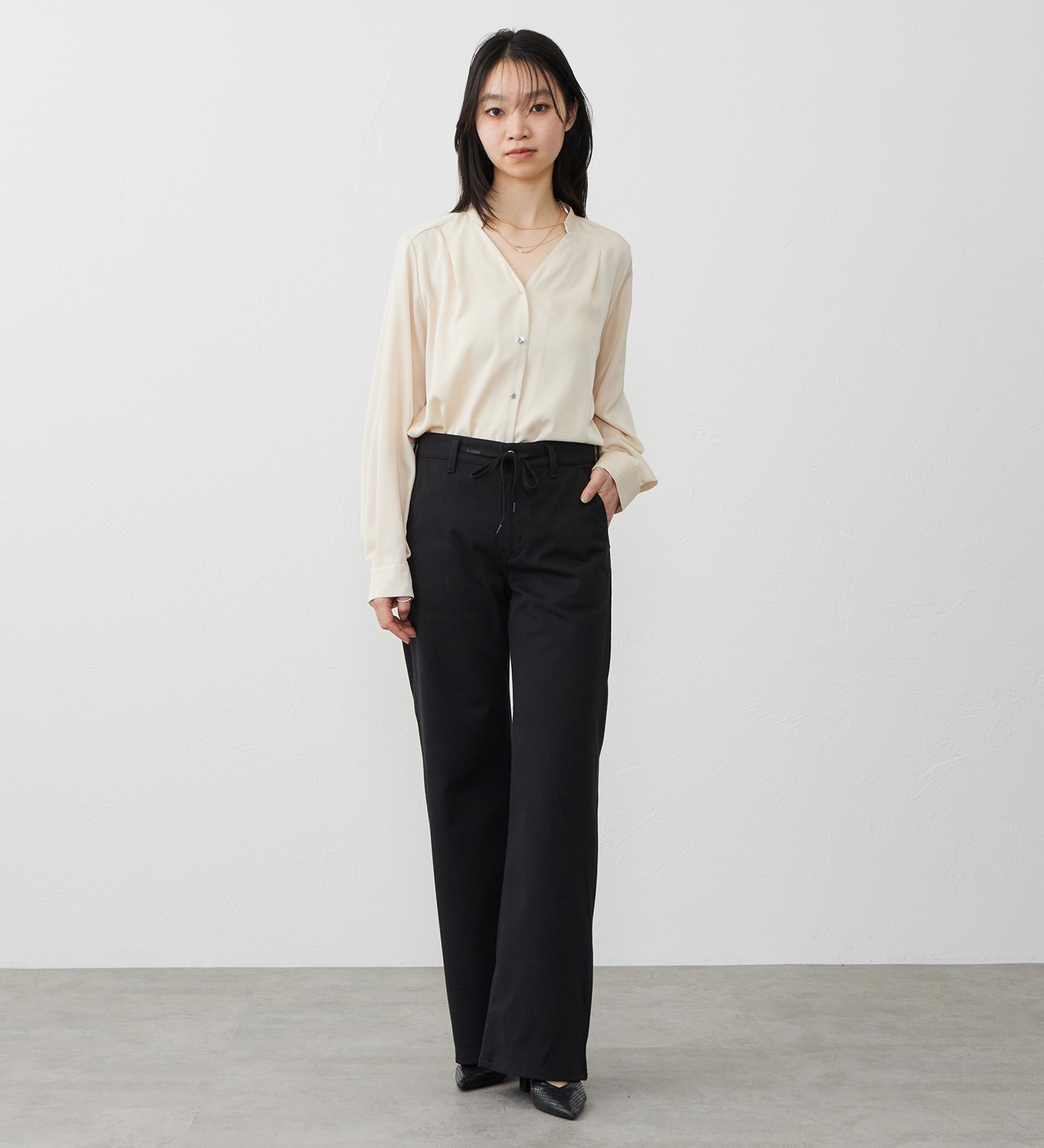 EDWIN(エドウイン)の【試着対象】EDWIN LADIES ジャージーズ イージーワイドデニムパンツ|パンツ/パンツ/レディース|ブラック