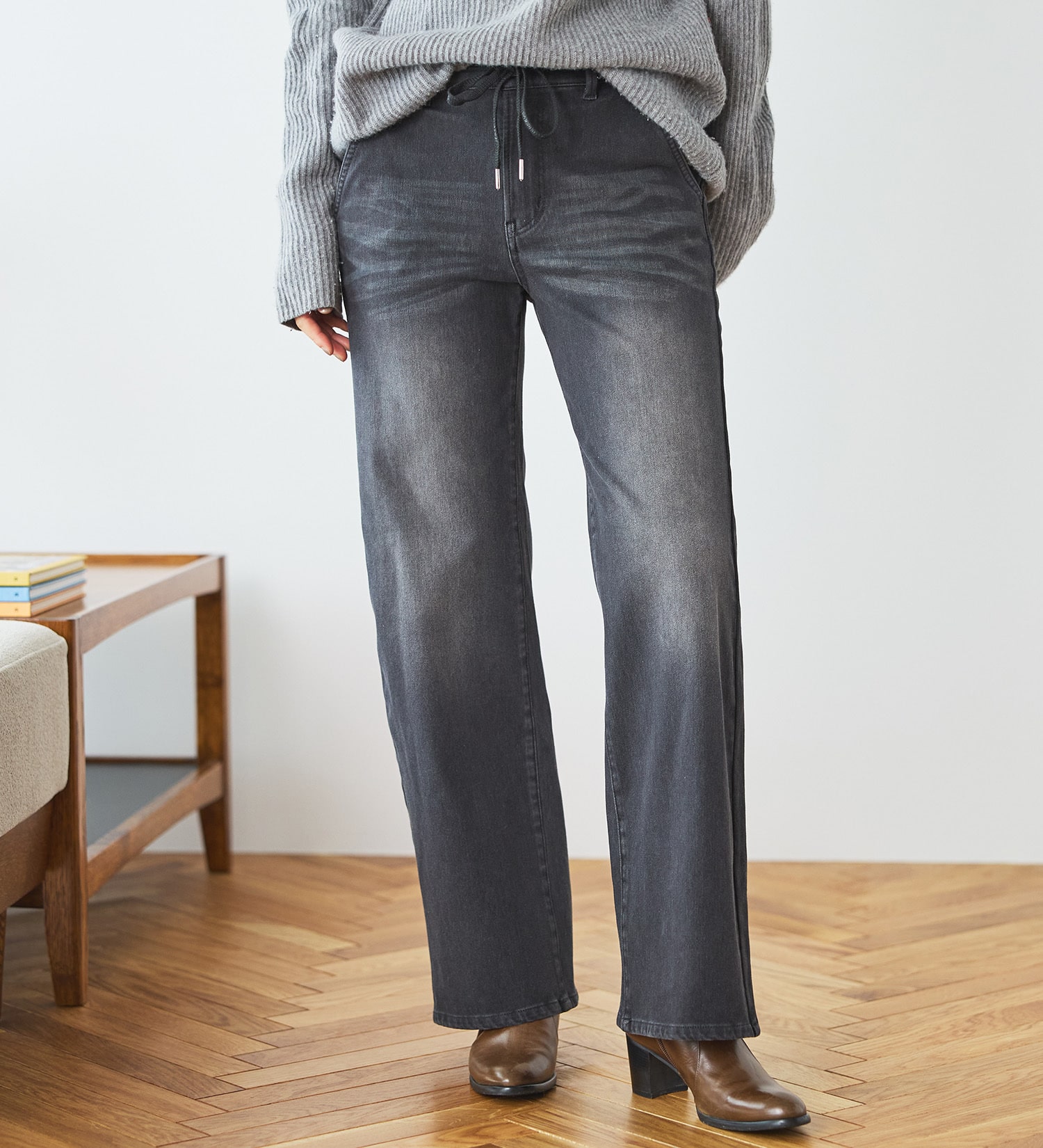 EDWIN(エドウイン)の【予約】EDWIN LADIES ジャージーズ イージーワイドデニムパンツ|パンツ/デニム / ジーンズパンツ/レディース|ブラックデニム
