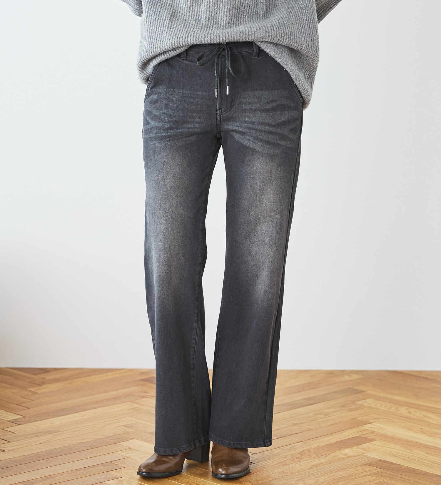 EDWIN(エドウイン)の【予約】EDWIN LADIES ジャージーズ イージーワイドデニムパンツ|パンツ/デニム / ジーンズパンツ/レディース|ブラックデニム
