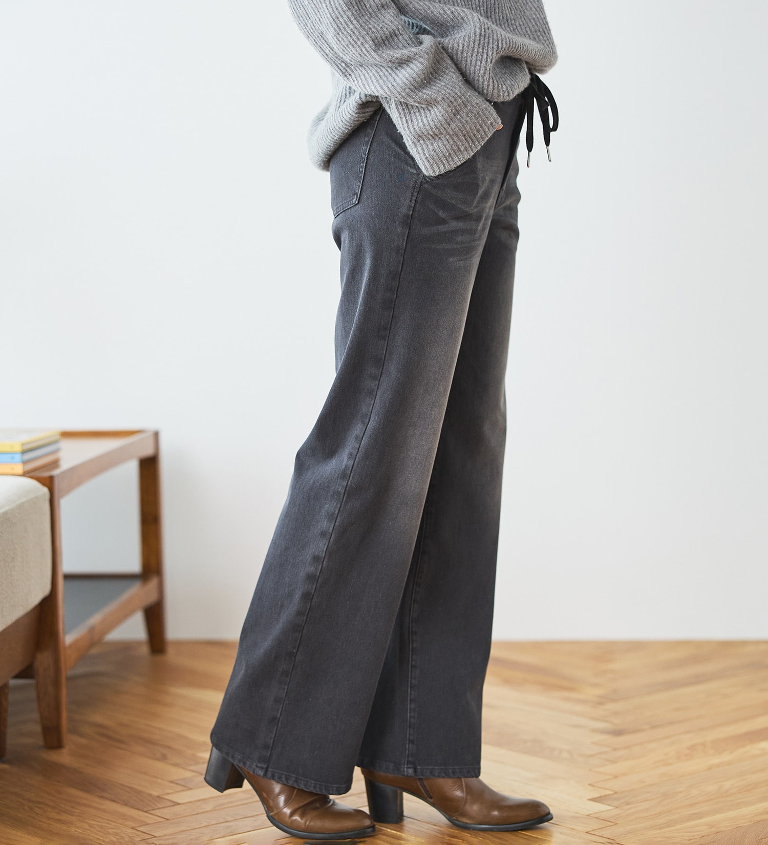 EDWIN(エドウイン)の【予約】EDWIN LADIES ジャージーズ イージーワイドデニムパンツ|パンツ/デニム / ジーンズパンツ/レディース|ブラックデニム