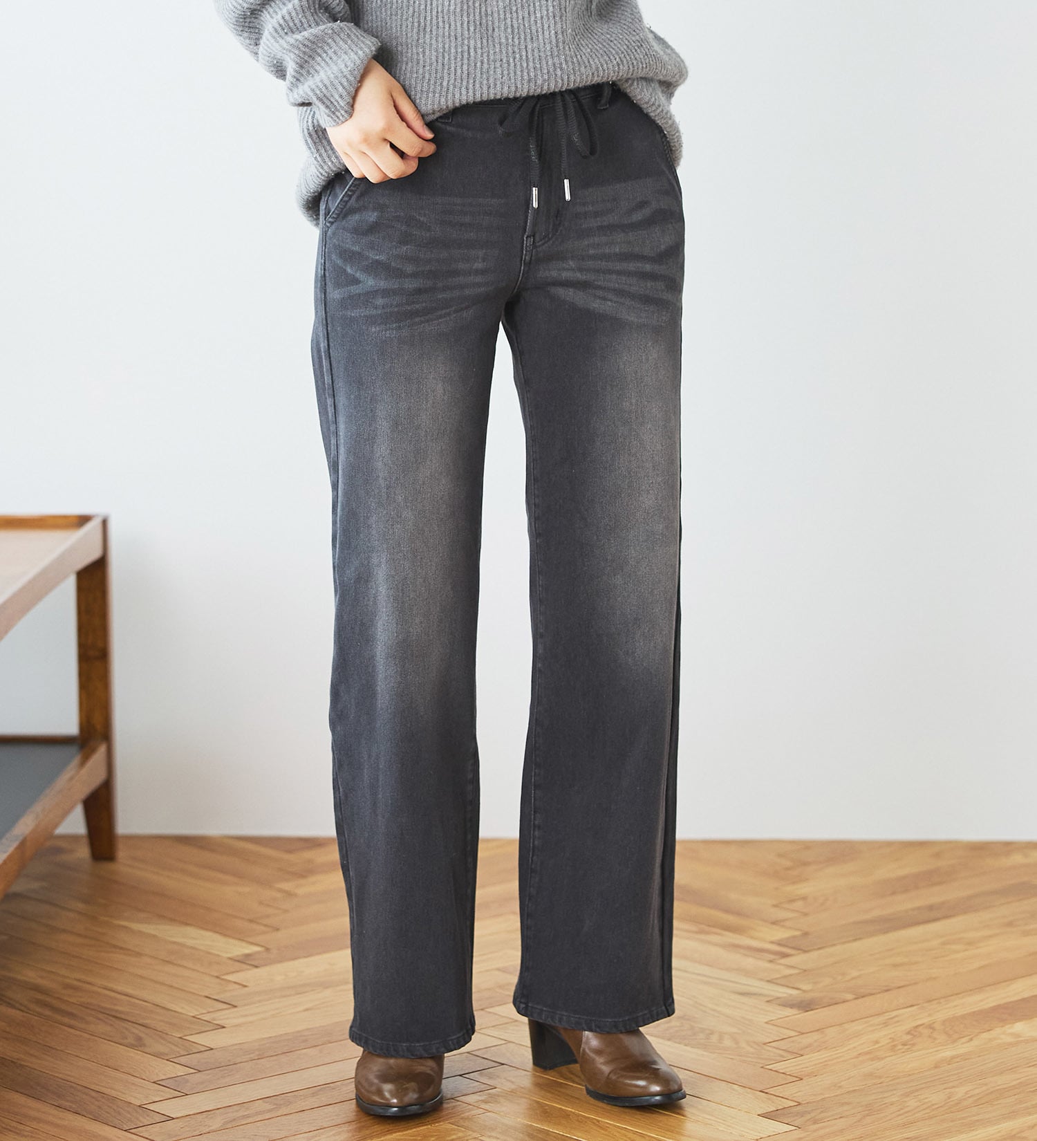 EDWIN(エドウイン)の【予約】EDWIN LADIES ジャージーズ イージーワイドデニムパンツ|パンツ/デニム / ジーンズパンツ/レディース|ブラックデニム