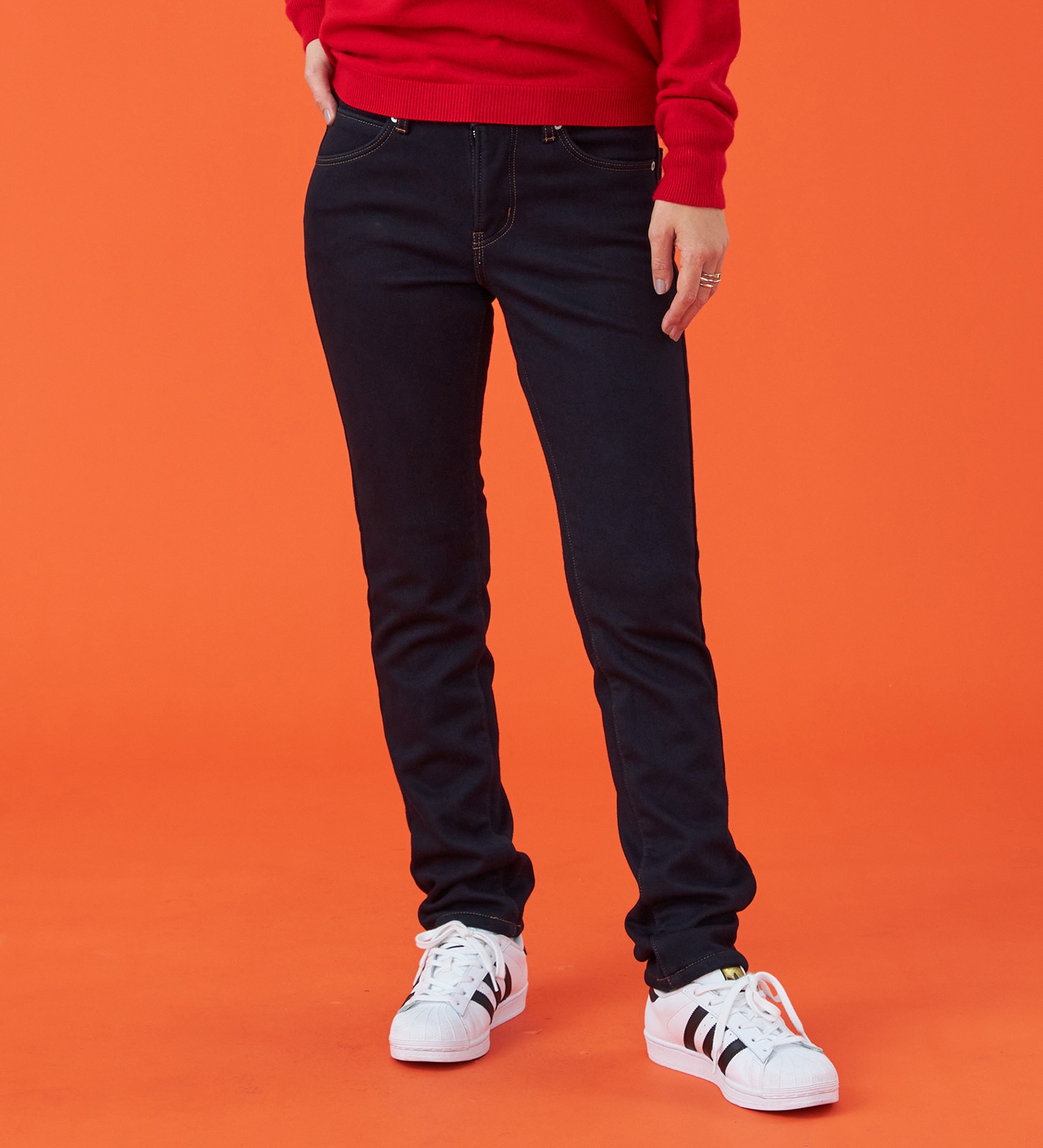 EDWIN(エドウイン)の【予約P】EDWIN LADIES 『裏シャギーであったかい。』BODY FIRE ジャージーズスリムストレートデニムパンツ【スタンダードモデル】【暖】【冬用】|パンツ/デニム / ジーンズパンツ/レディース|インディゴブルー