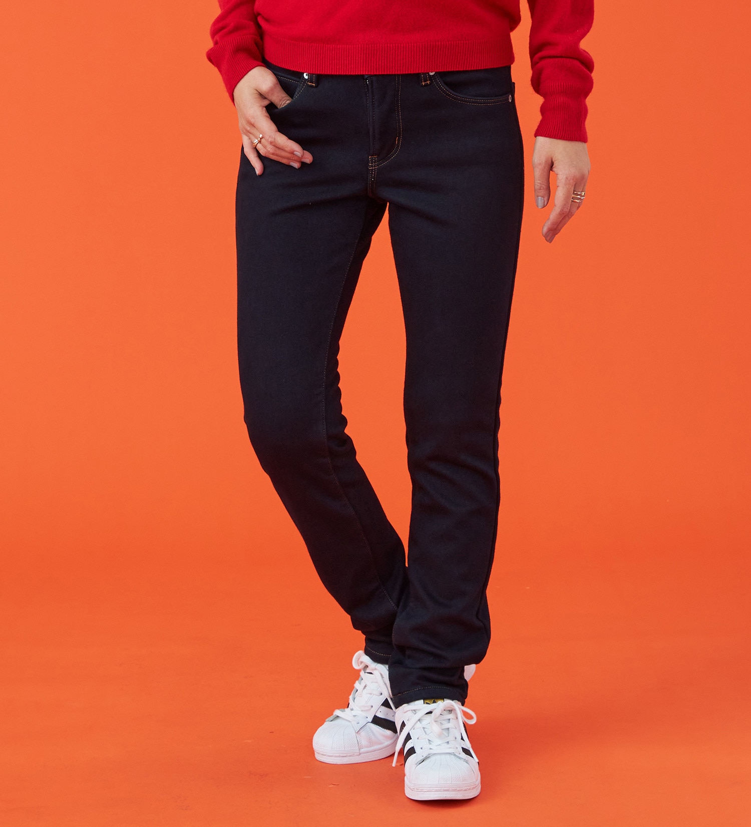 EDWIN(エドウイン)の【予約P】EDWIN LADIES 『裏シャギーであったかい。』BODY FIRE ジャージーズスリムストレートデニムパンツ【スタンダードモデル】【暖】【冬用】|パンツ/デニム / ジーンズパンツ/レディース|インディゴブルー