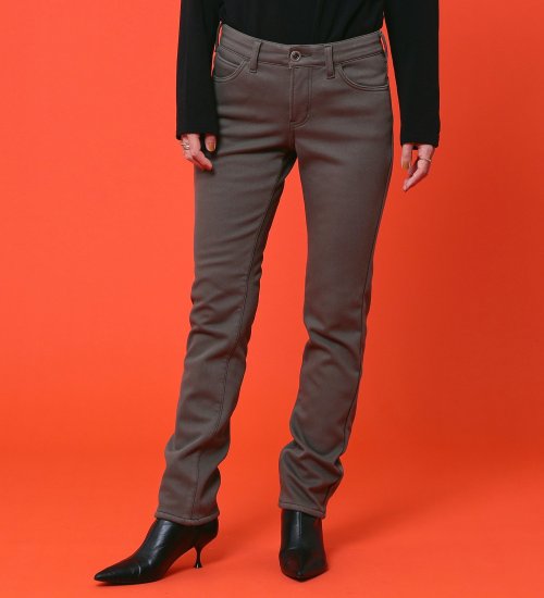 EDWIN(エドウイン)の【試着対象】【裾上げ無料】EDWIN LADIES 『裏シャギーであったかい。』BODY FIRE ジャージーズスリムストレートデニムパンツ【スタンダードモデル】【暖】【冬用】|パンツ/デニム/レディース|オリーブ