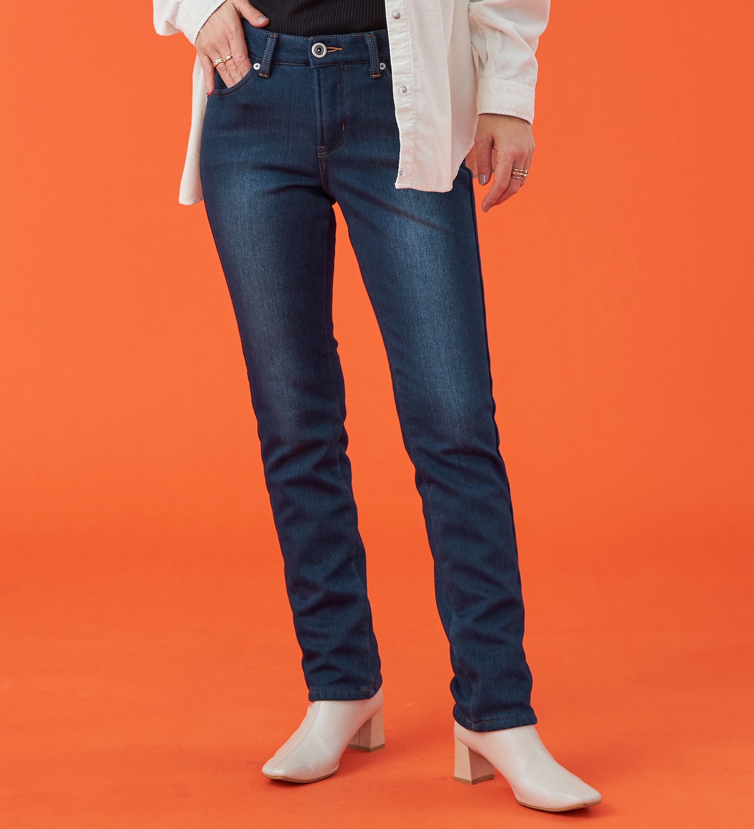 EDWIN(エドウイン)の【予約P】EDWIN LADIES 『裏シャギーであったかい。』BODY FIRE ジャージーズスリムストレートデニムパンツ【スタンダードモデル】【暖】【冬用】|パンツ/デニム / ジーンズパンツ/レディース|濃色ブルー