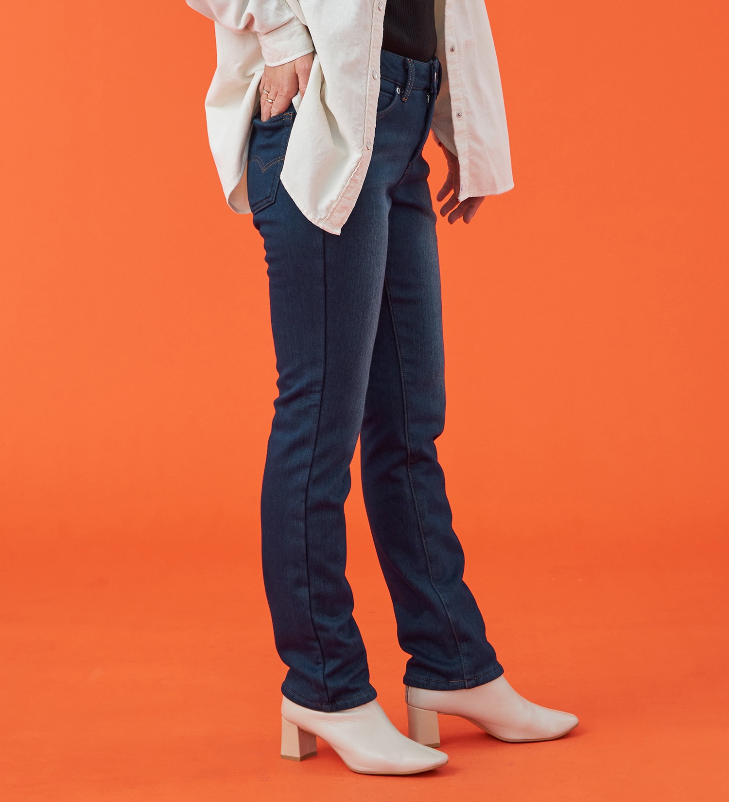 EDWIN(エドウイン)の【予約P】EDWIN LADIES 『裏シャギーであったかい。』BODY FIRE ジャージーズスリムストレートデニムパンツ【スタンダードモデル】【暖】【冬用】|パンツ/デニム / ジーンズパンツ/レディース|濃色ブルー