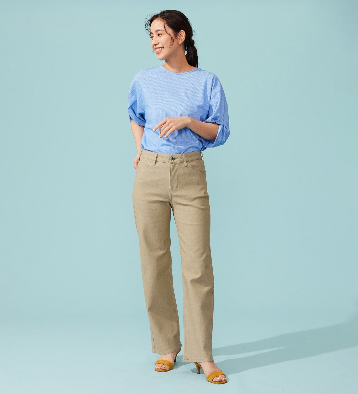 EDWIN(エドウイン)の【予約P】EDWIN LADIES ジャージーズ COOL ワイドデニムパンツ【涼】|パンツ/パンツ/レディース|ベージュ